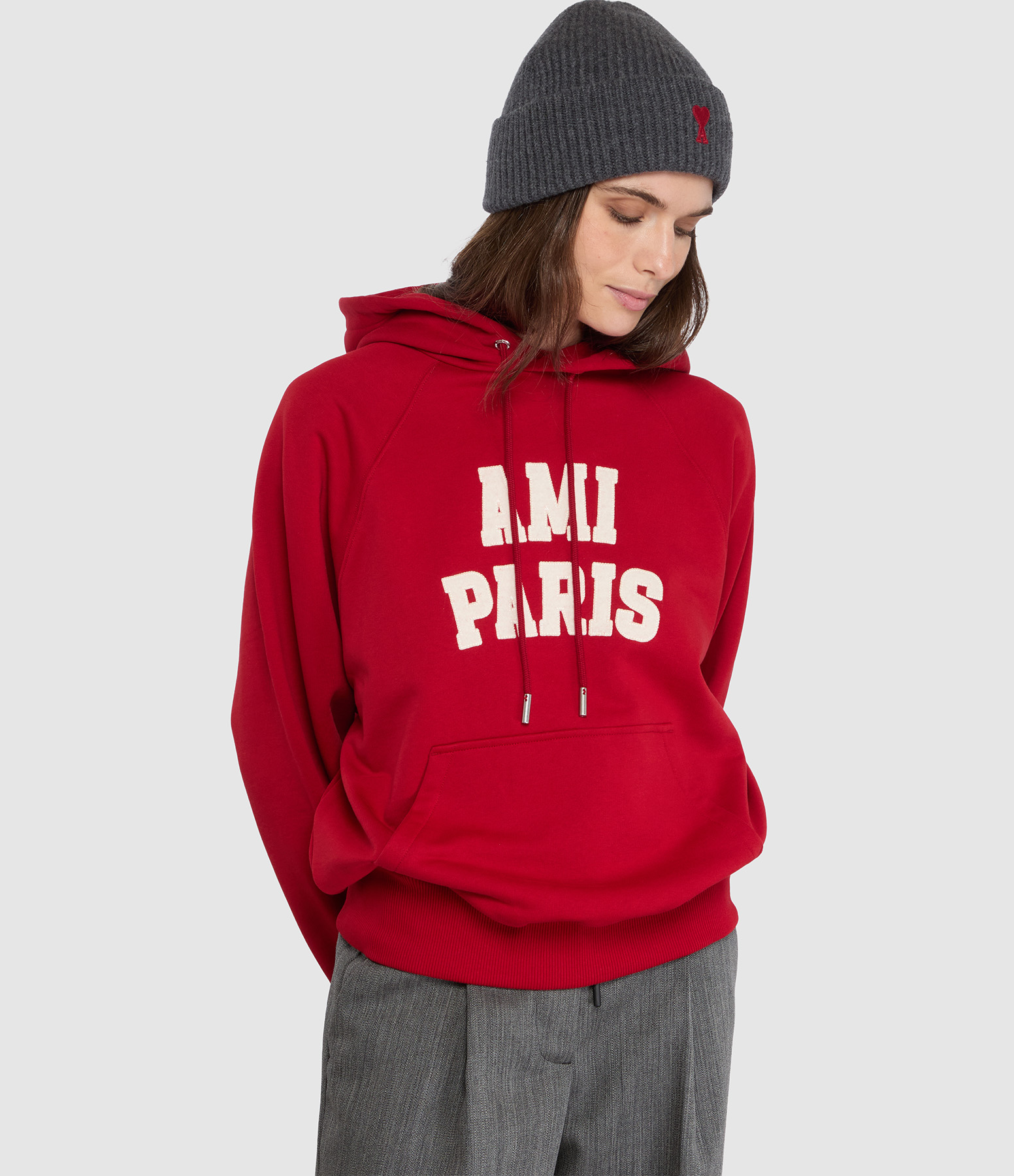 Sweatshirt Ami Paris Felt  Rouge Rubis Ivoire