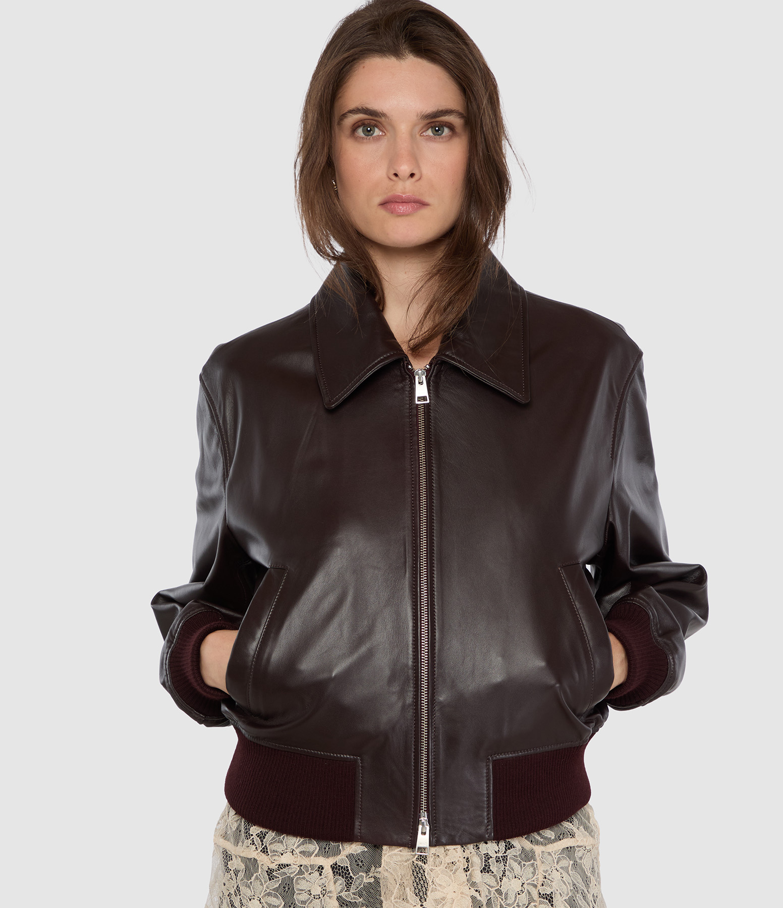 Veste Zipped Cerise Foncee