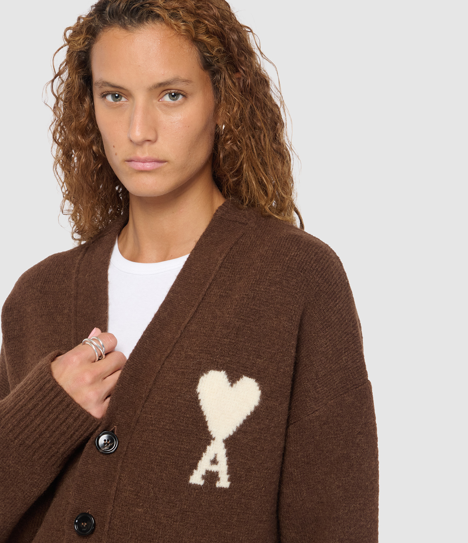 Cardigan Ami De Coeur Marron Chocolat Ecru