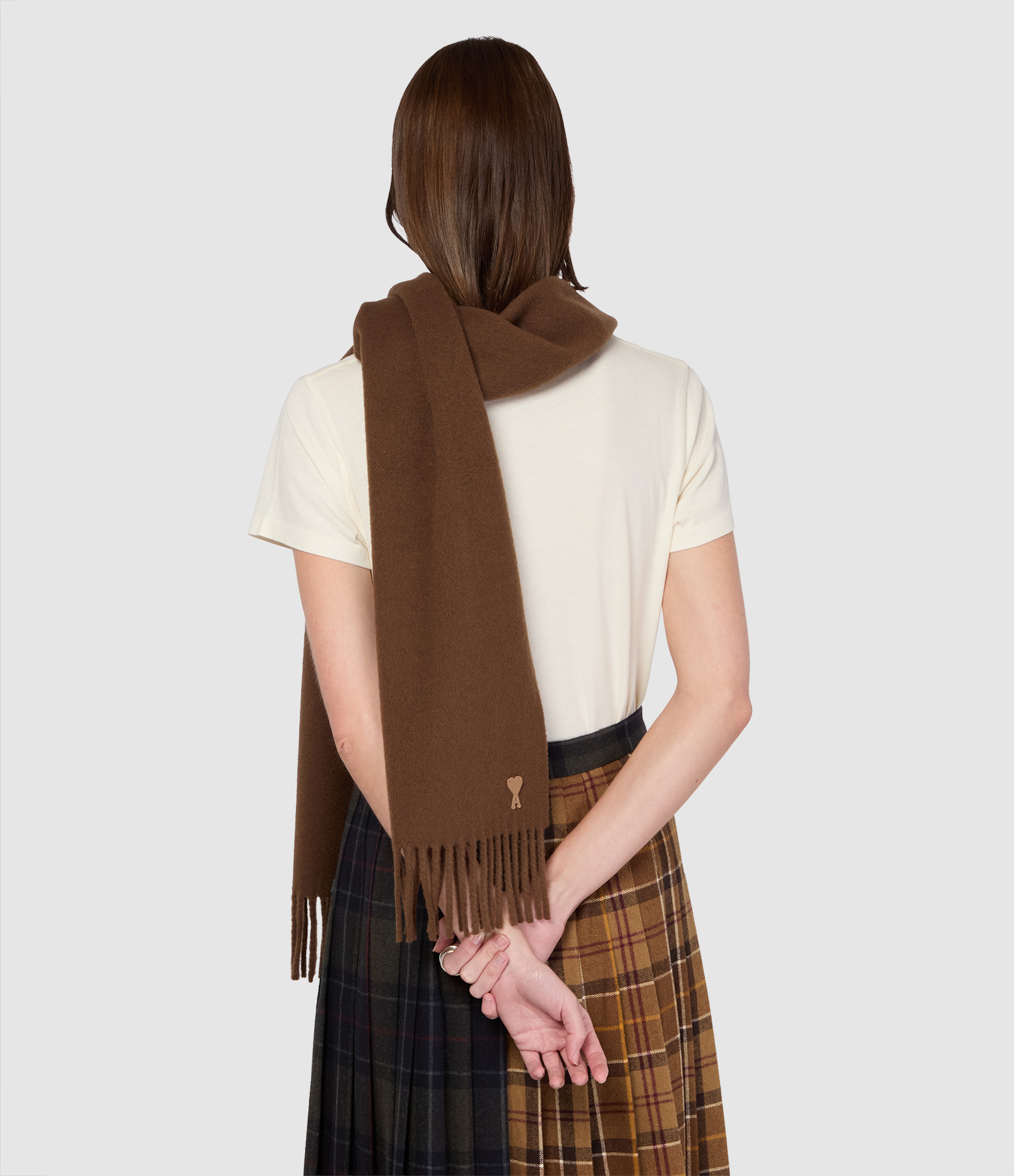 Echarpe Ami De Coeur Patch Marron Chocolat