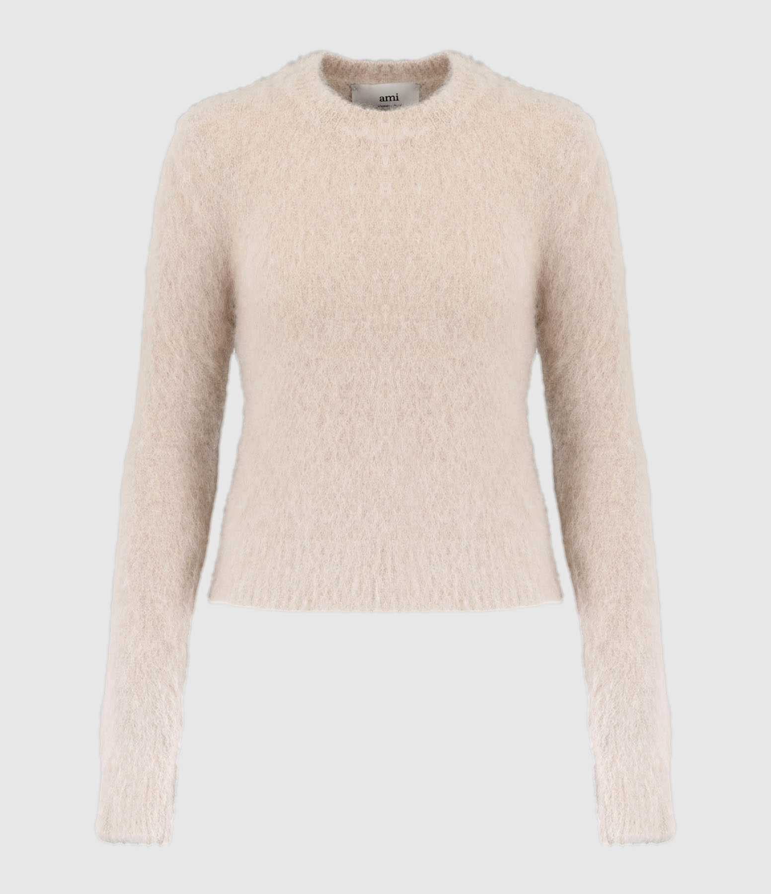 Pull En Alpaga Mohair Brosse Beige