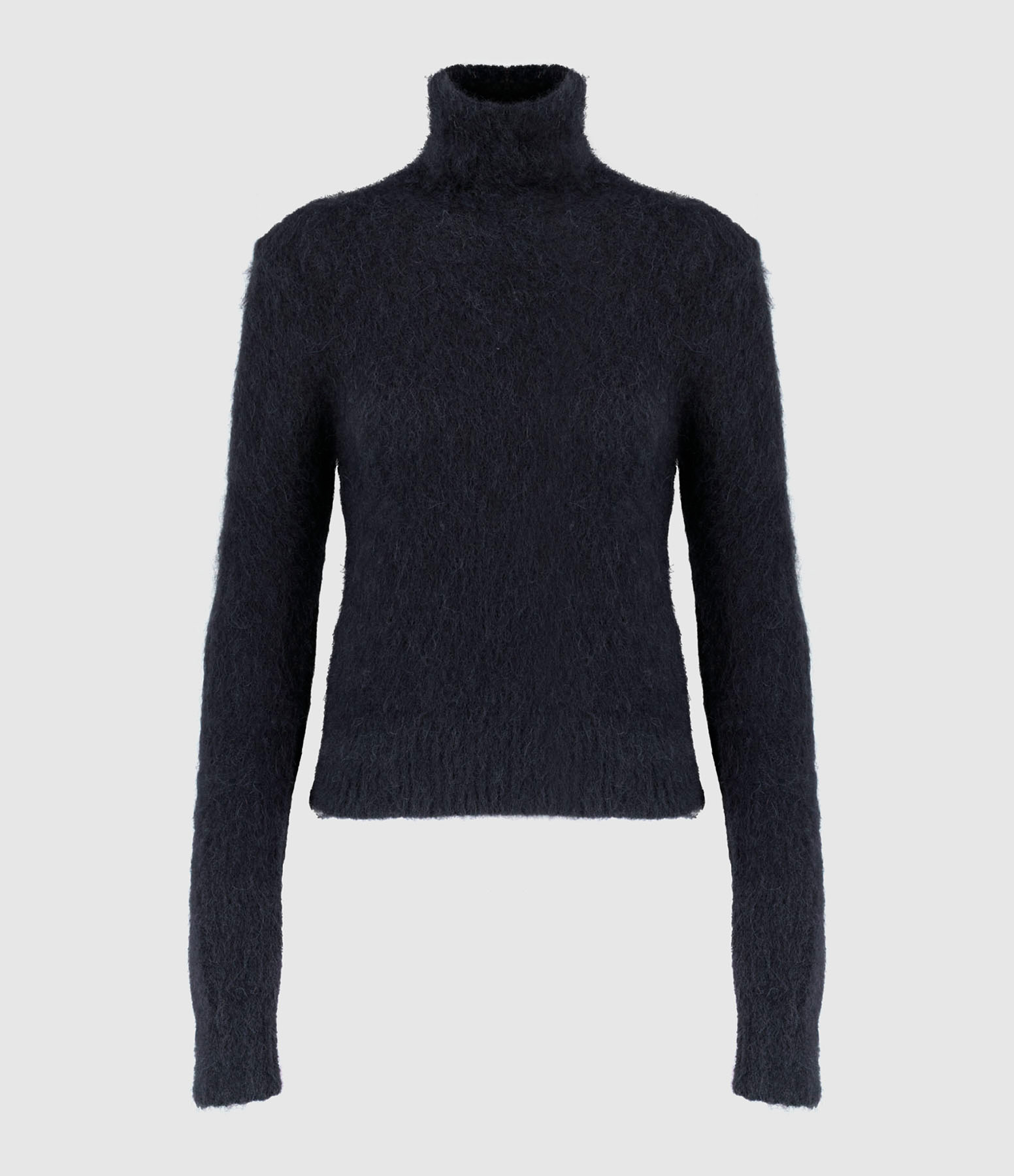 Pull En Alpaga Mohair Brosse Noir