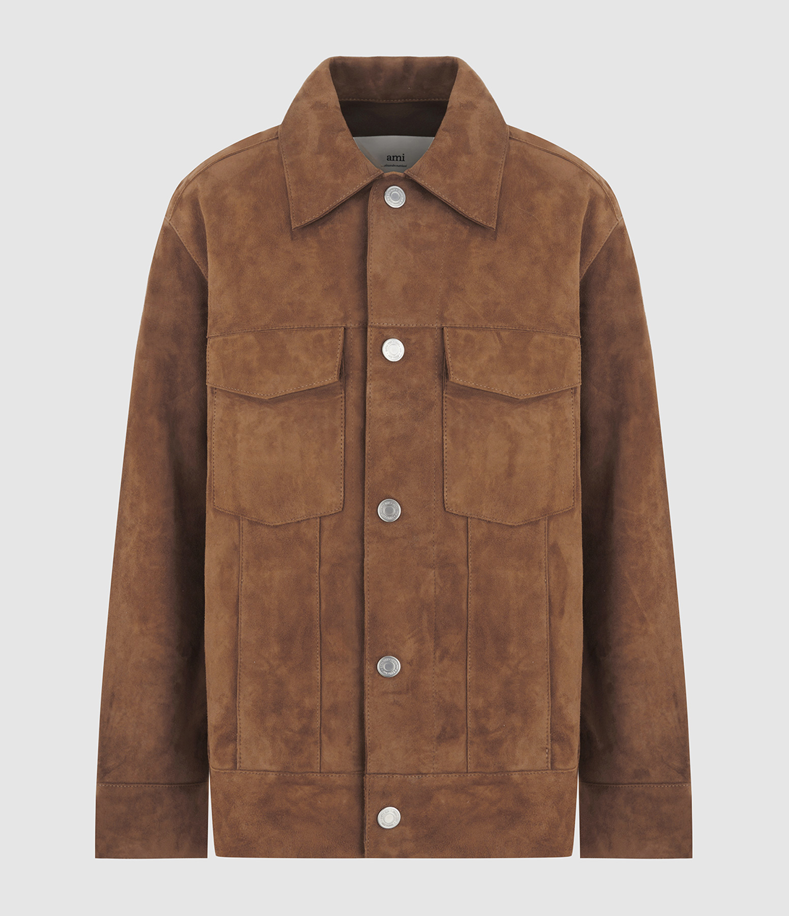 Veste Trucker En Cuir Noisette