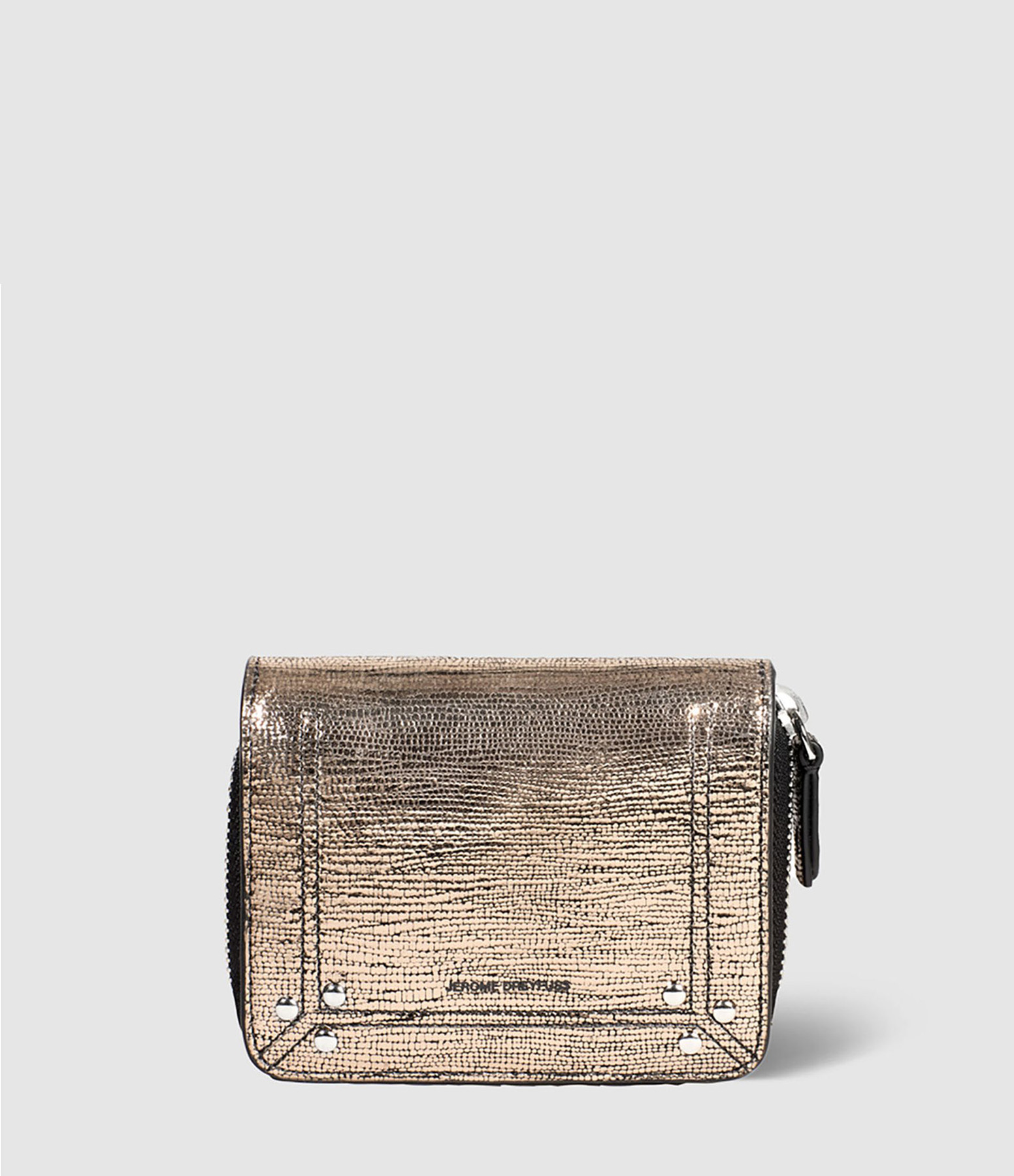 Porte-monnaie André Cuir Lamé Champagne