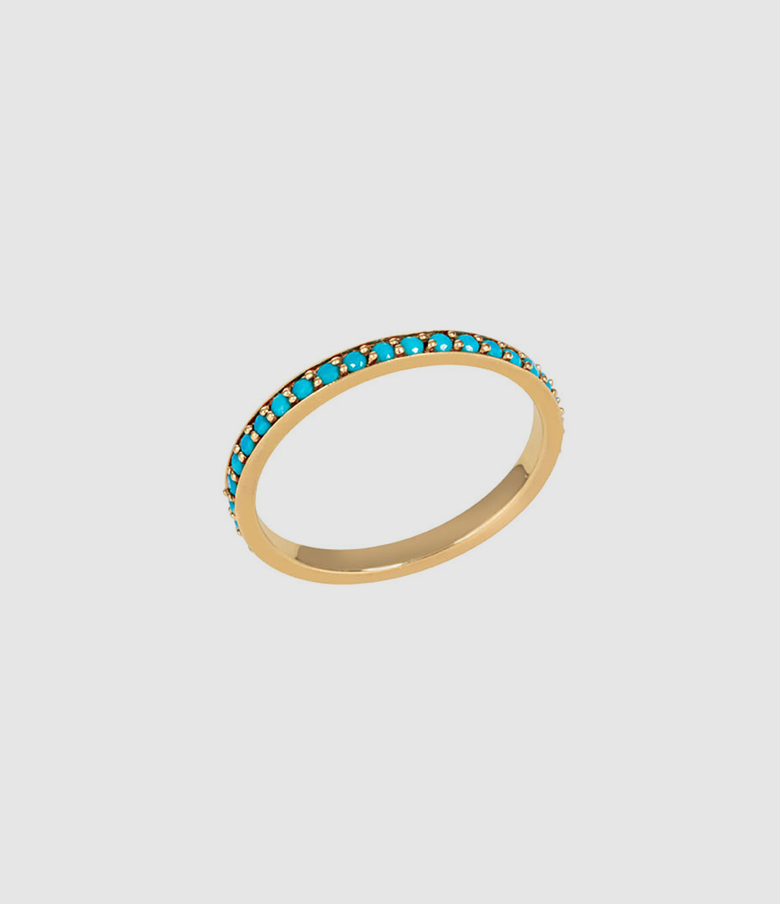 Bague Alliance Pavée Turquoises Or Jaune