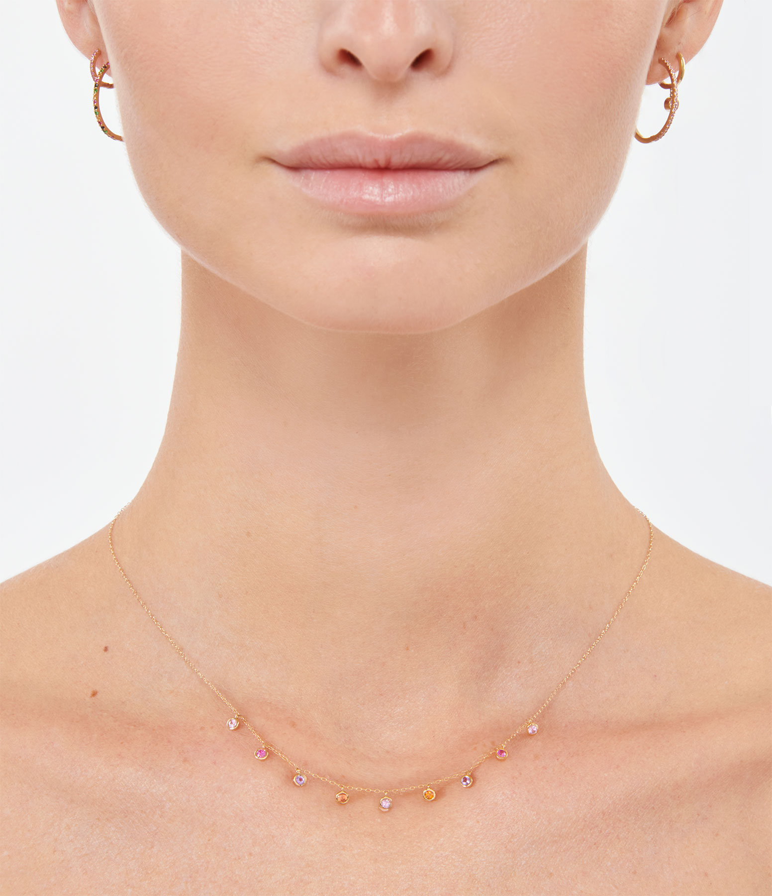 Collier 9 Multi-Saphirs Or