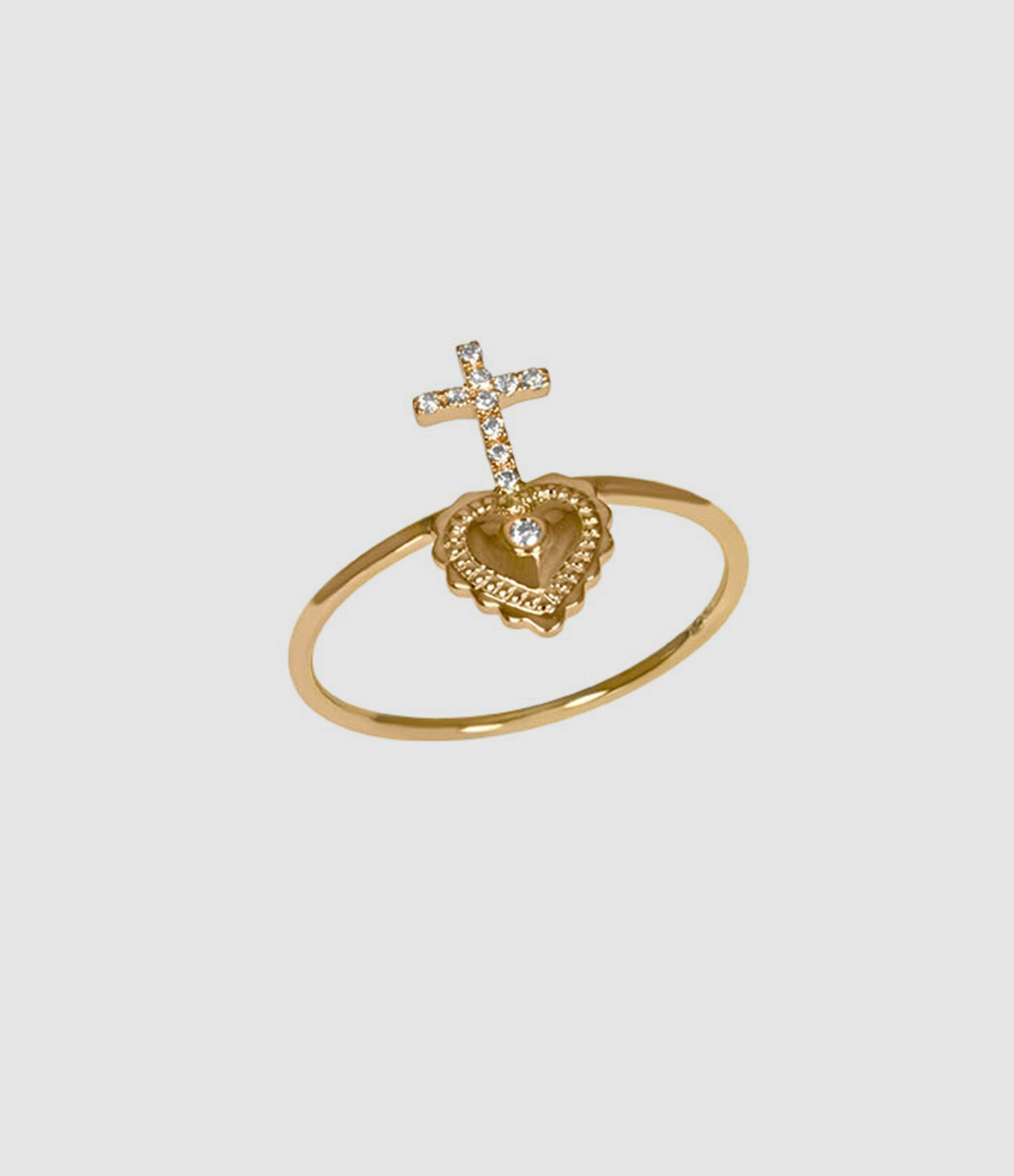 Bague Ex Voto Cœur Diamants Or Jaune