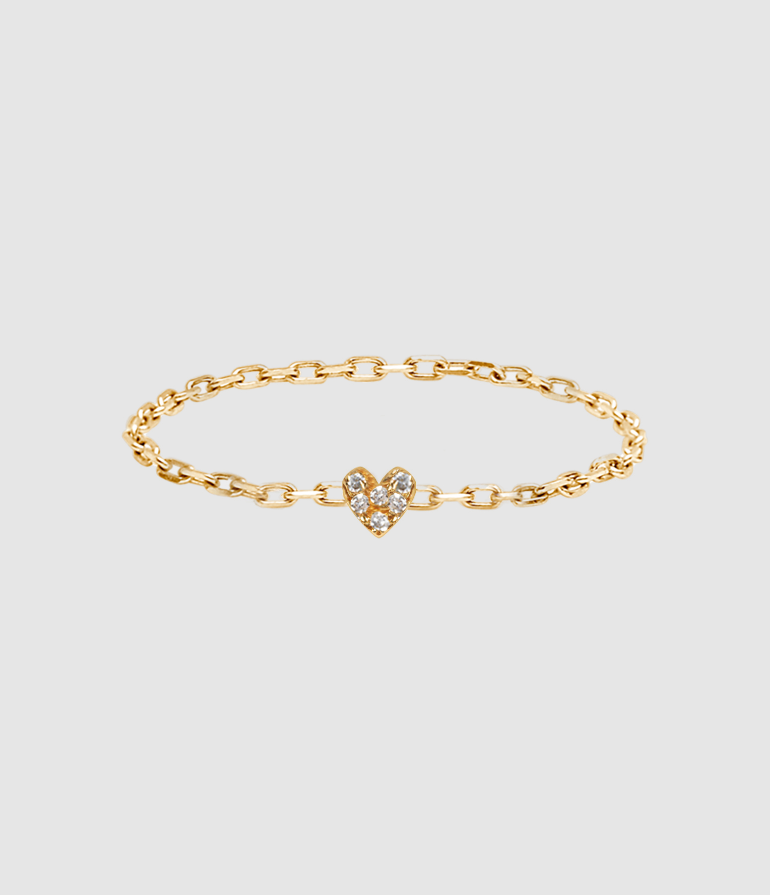 Bague Chaîne Cœur Diamants Or Jaune, Exclusivité Lulli