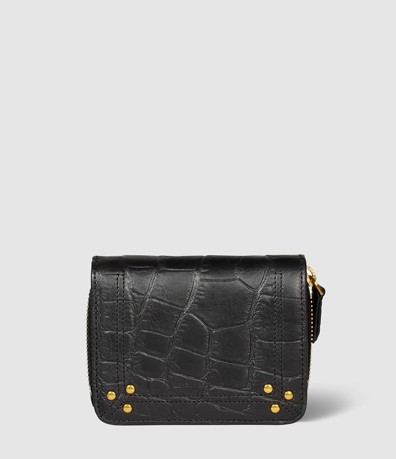 Porte-Monnaie André Cuir Imprimé Croco Noir