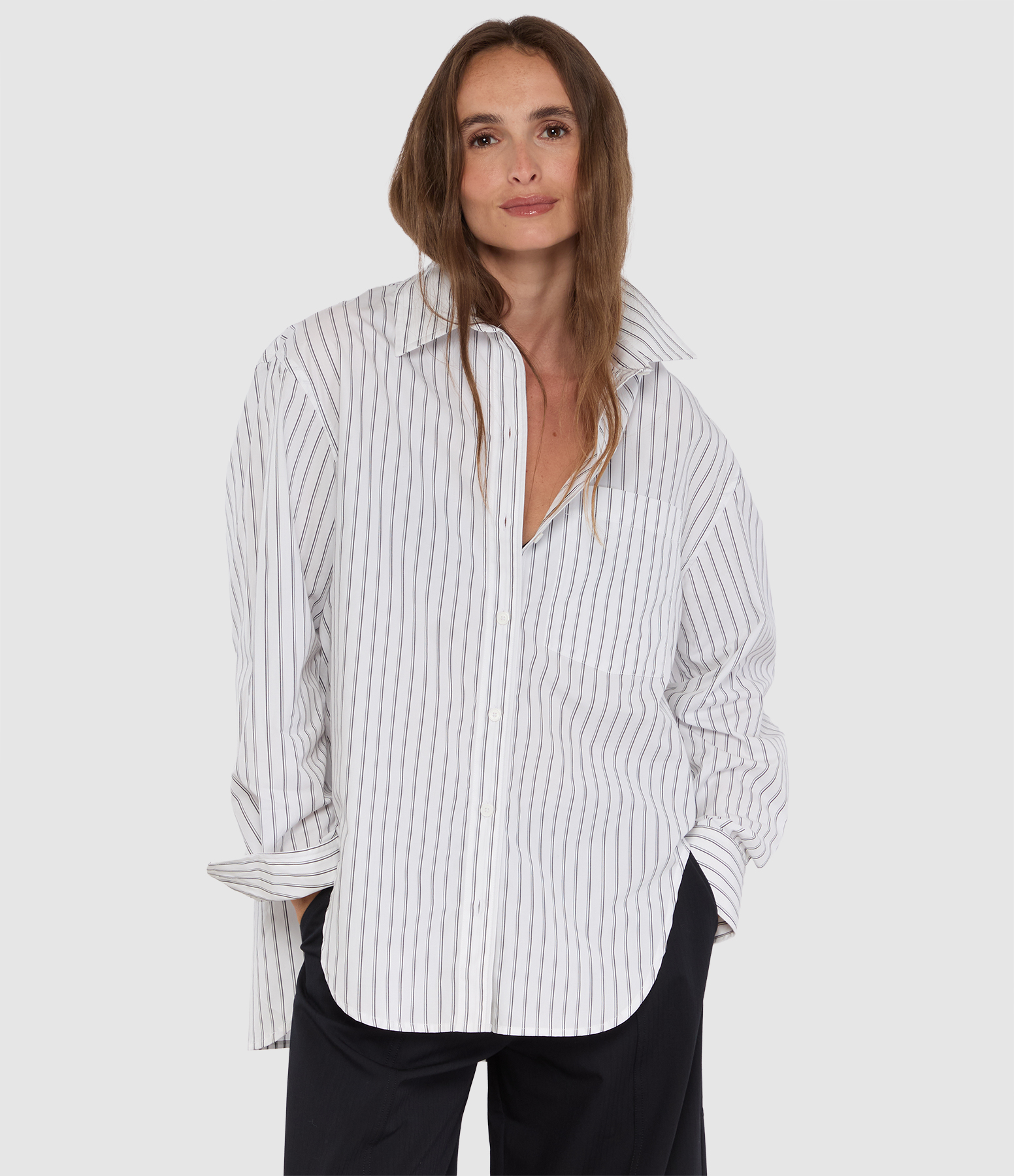 Chemise Scott White And Black Stripe