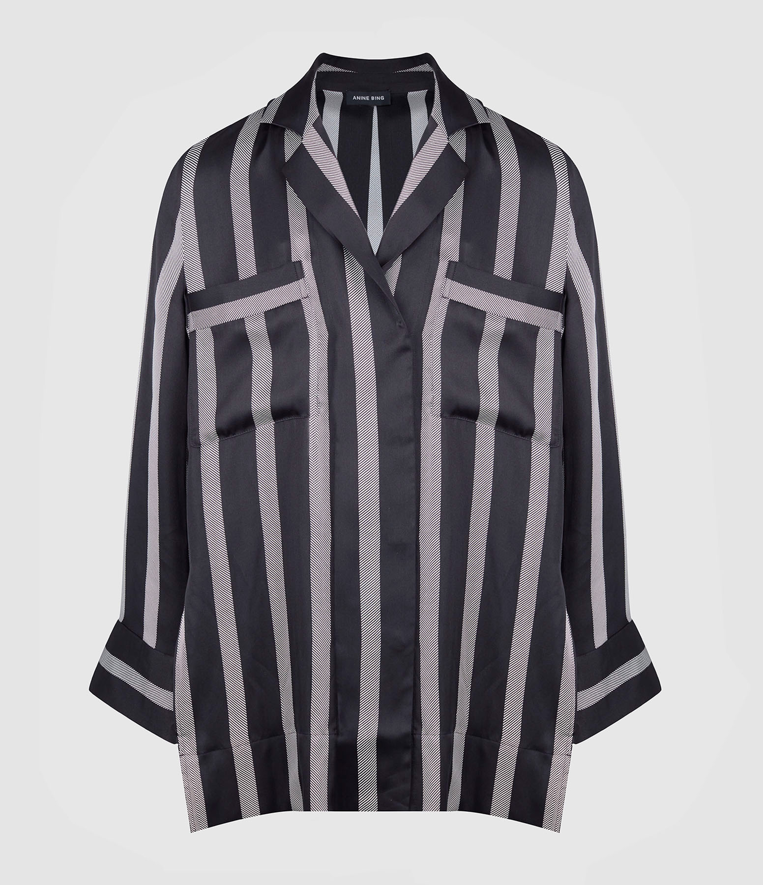 Chemise Lynette Black Herringbone Stripe