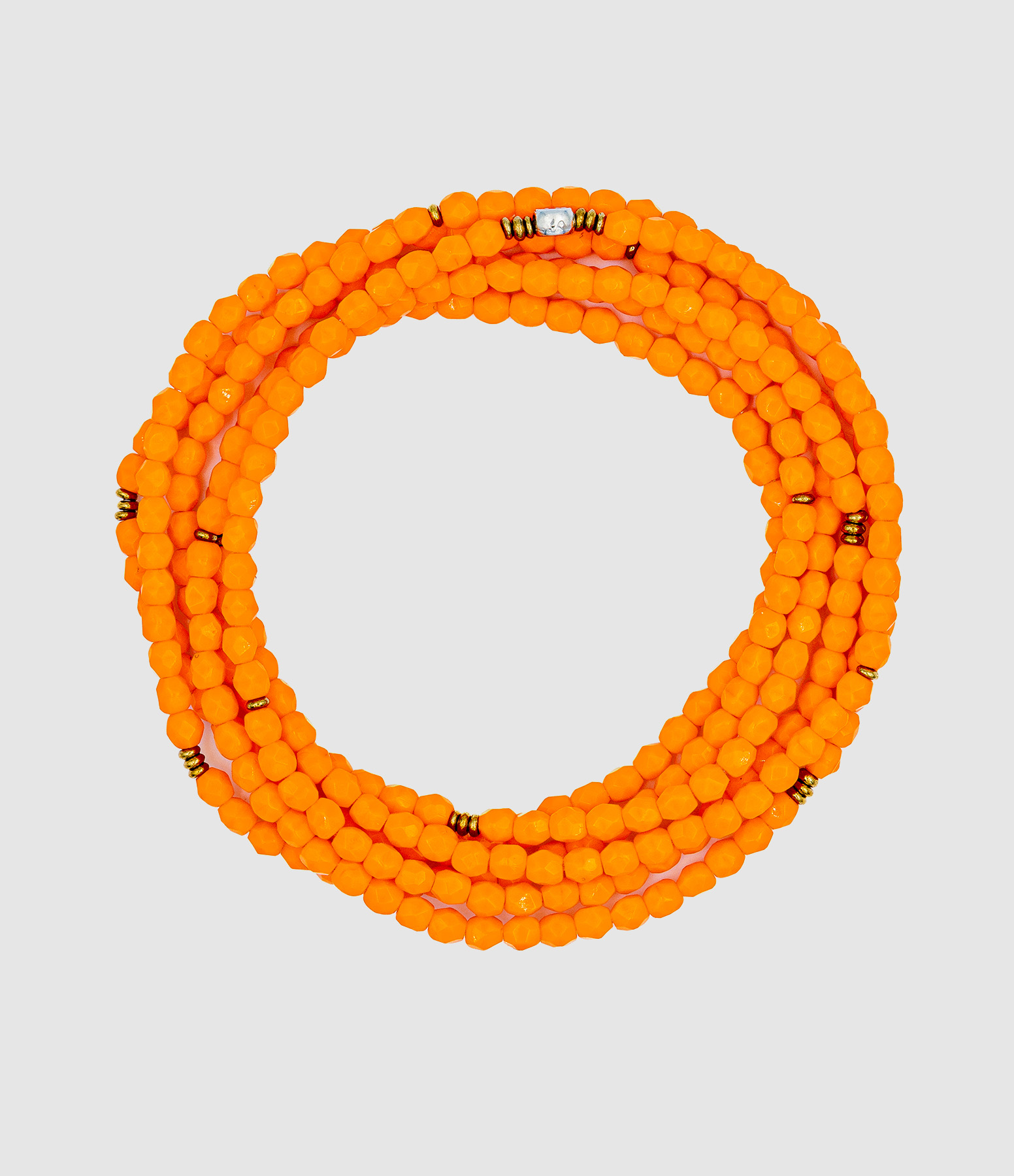 Collier Et Bracelet 6 Tours Anne Orange 103 cm