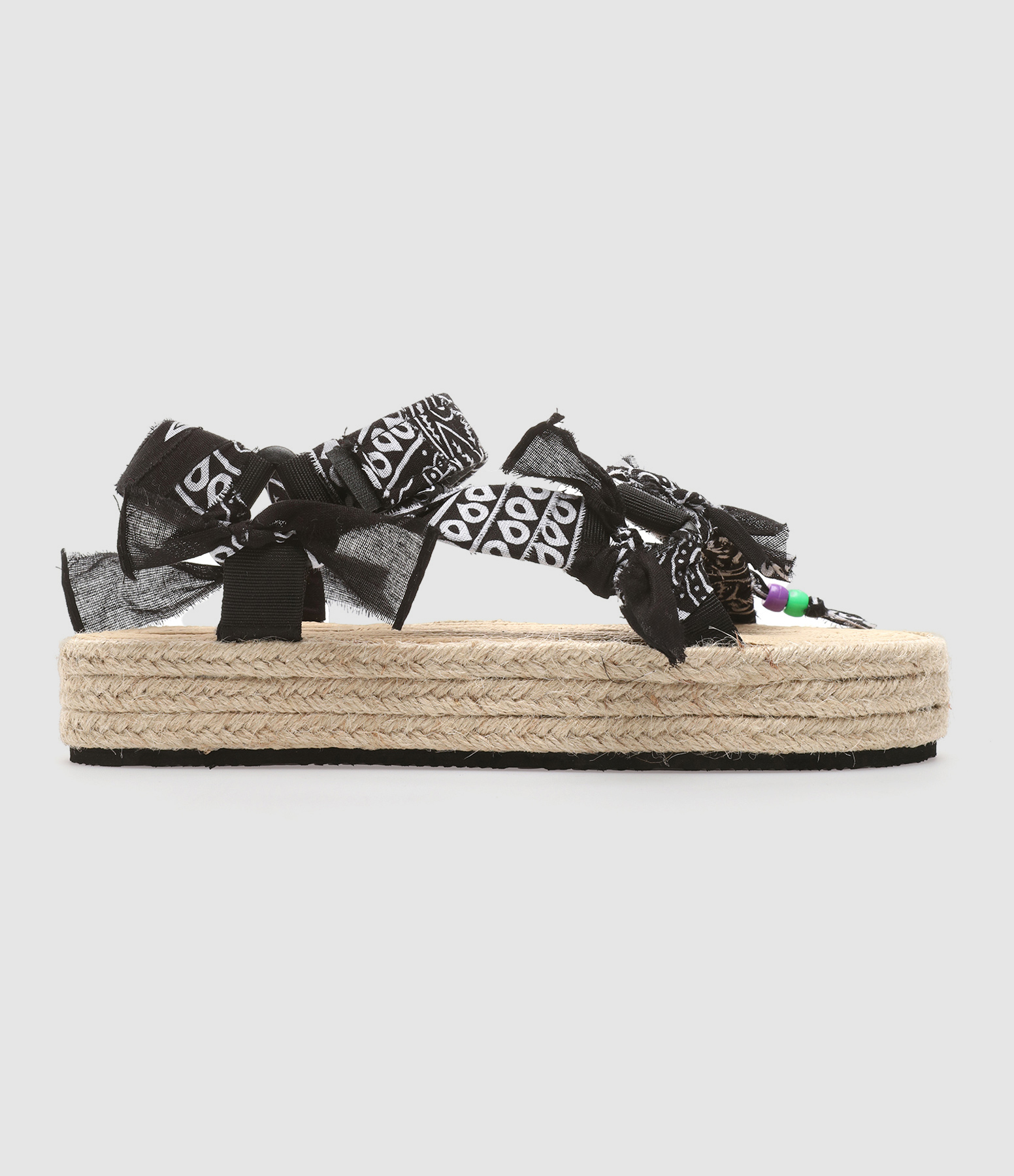 Sandales Trekky Raphia Bandana Noir