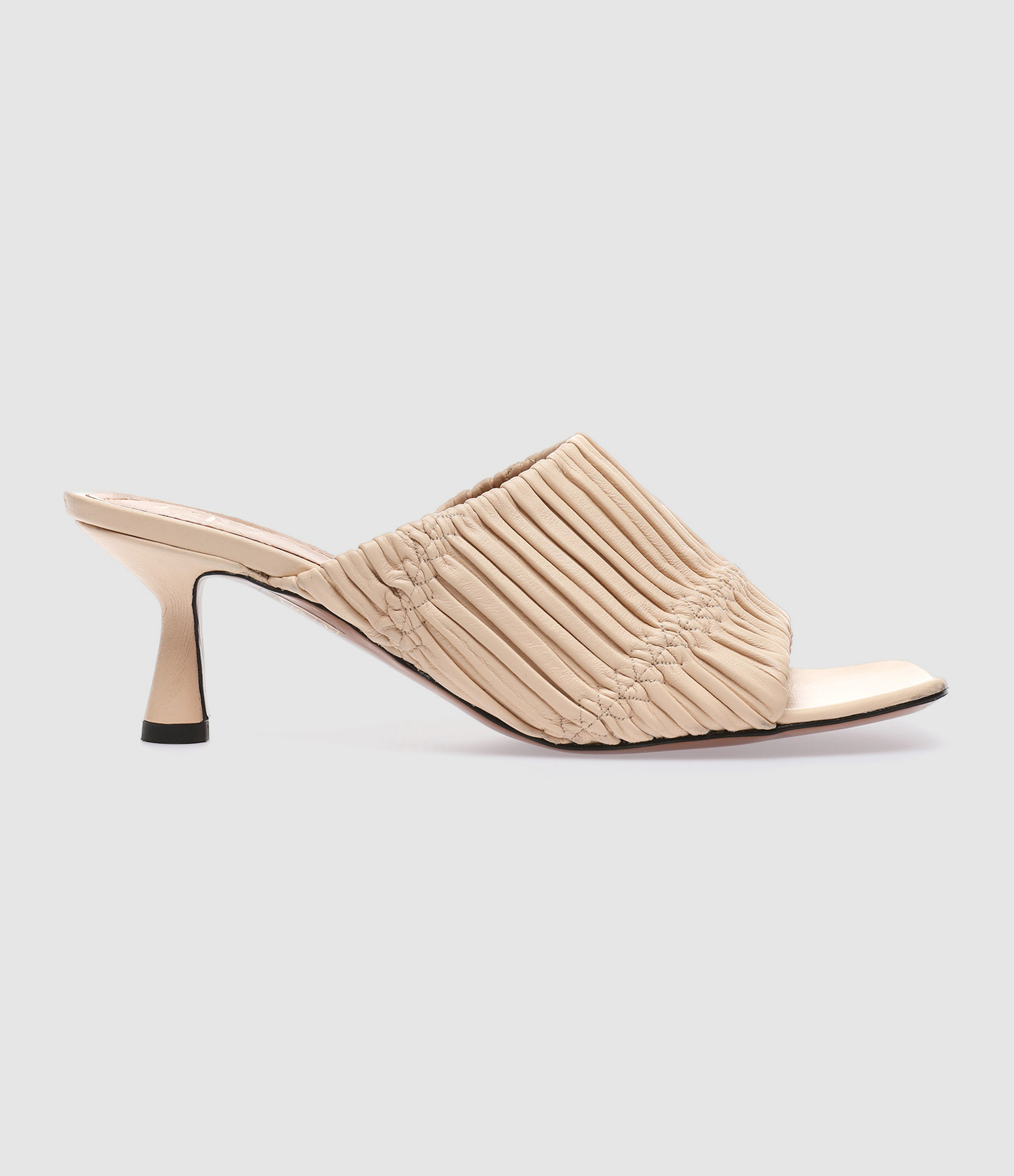 Mules Caserta Cuir Plissé Beige