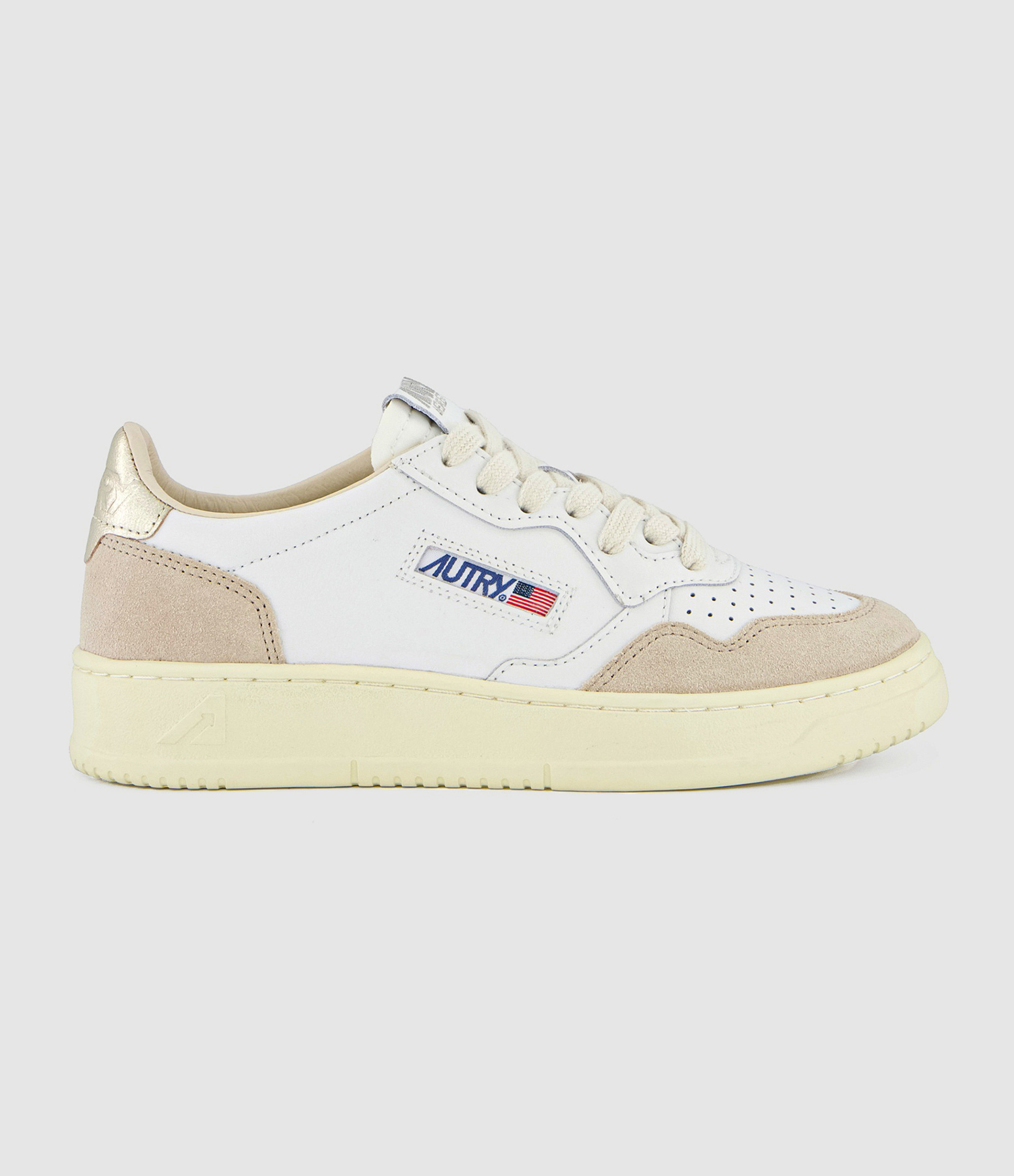 Baskets Medalist Cuir Blanc, Beige, Doré
