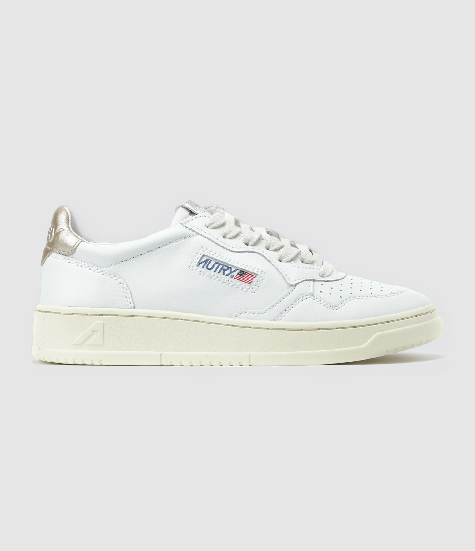 Baskets Medalist Cuir Blanc, Platine