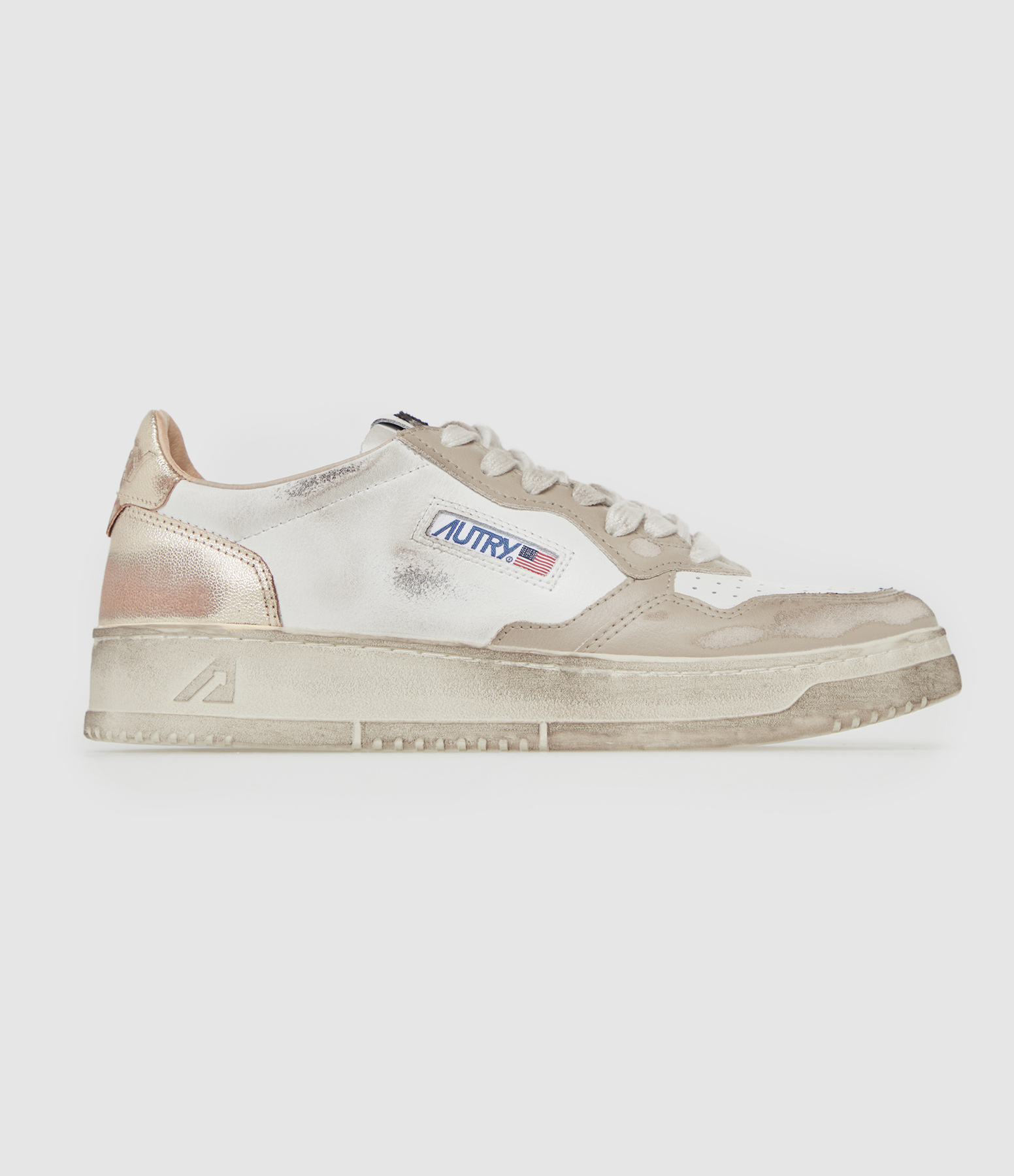Baskets Medalist Cuir Blanc Platine, Collection Super Vintage 