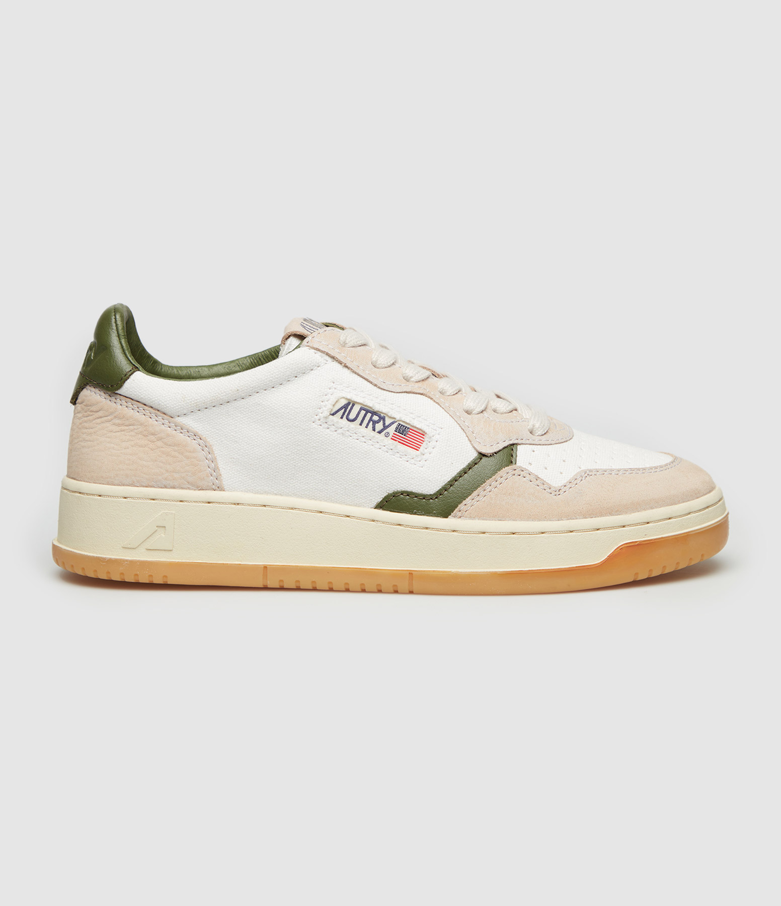 Baskets Medalist Cuir Blanc, Beige, Vert