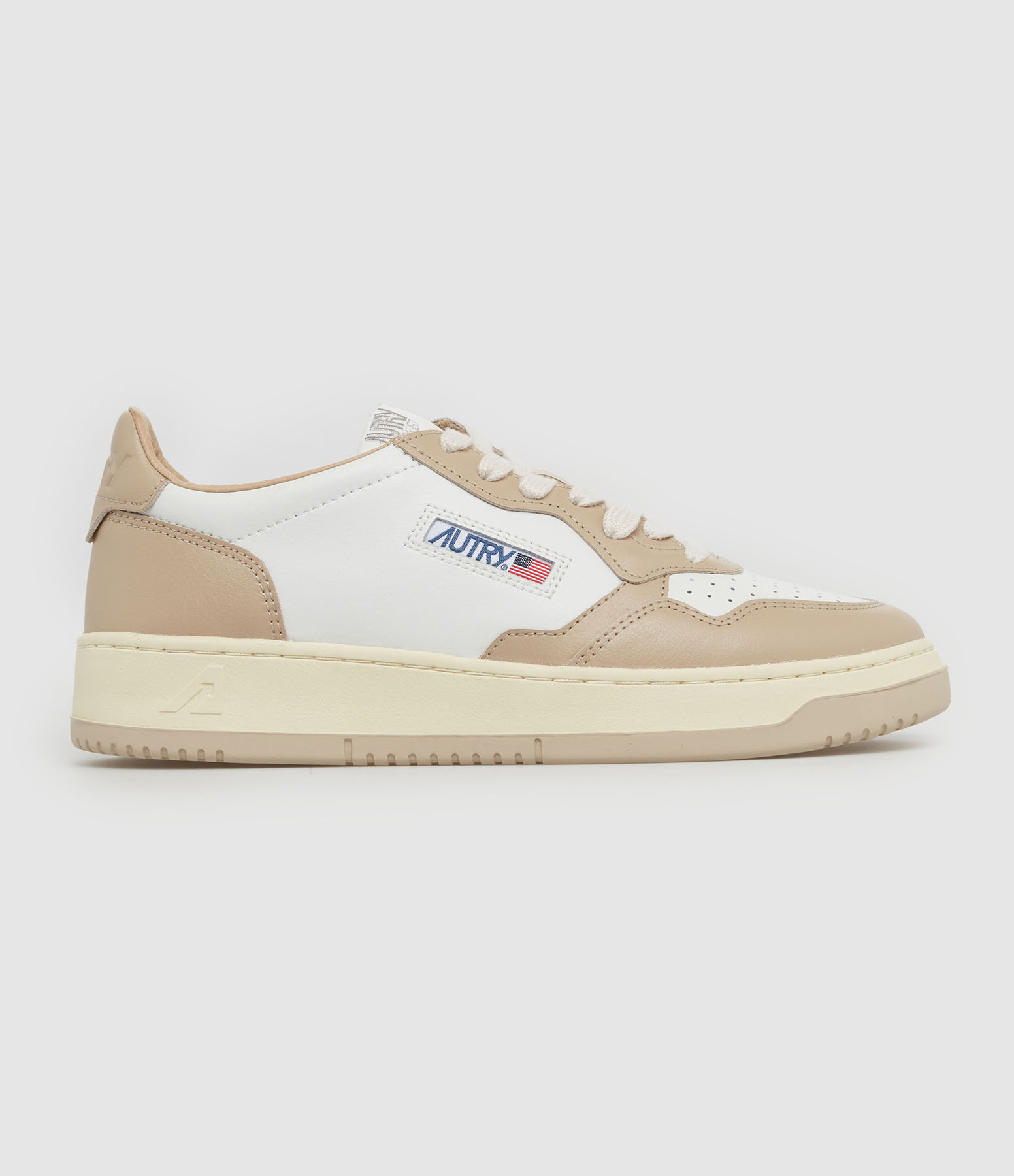 Baskets Medalist Bicolore Cuir Blanc, Pepper