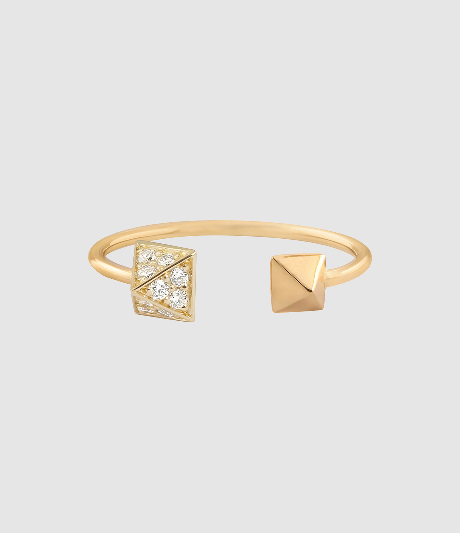 Bague Ouverte Pyramide Diamants Or Jaune