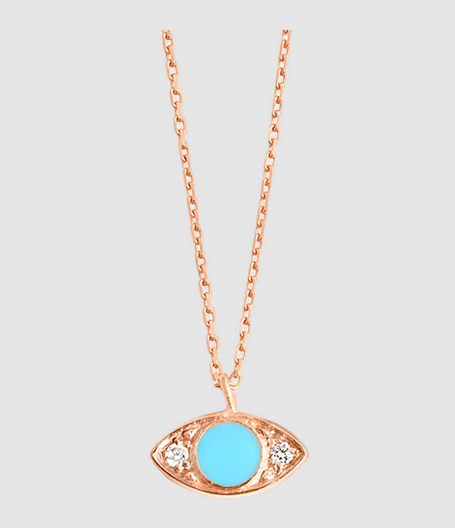 Collier Eye Diamants Turquoise Chaîne Or