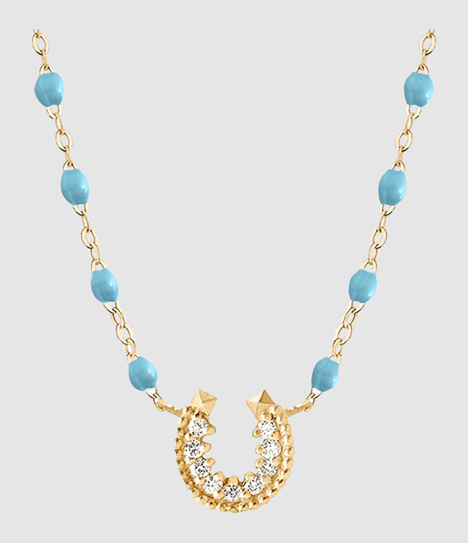 Collier Fer à Cheval Diamants Résine Or Jaune