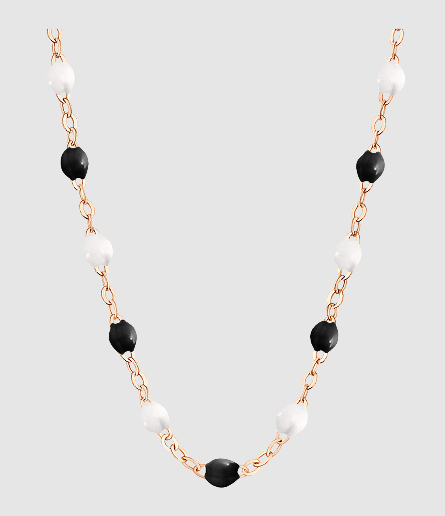 Collier Résine Noir Blanc Or Rose, Exclusivité Lulli