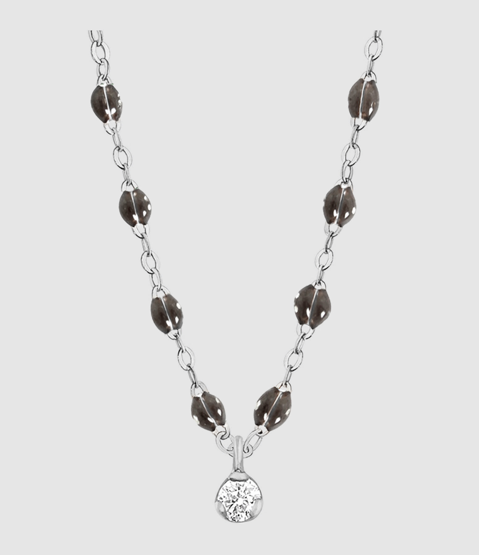 Collier 1 Diamant Résine Or Blanc
