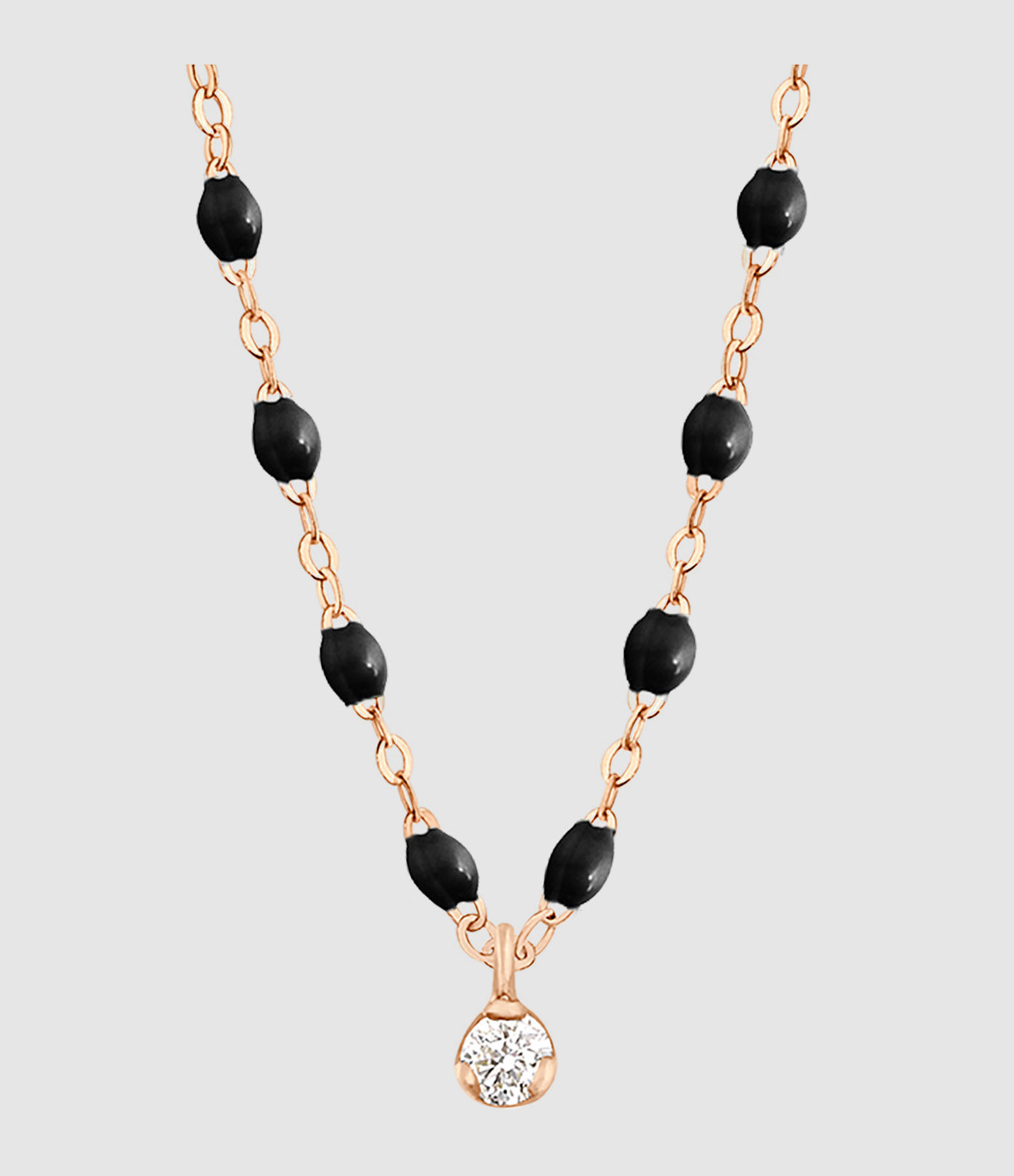 Collier 1 Diamant Résine Or Rose