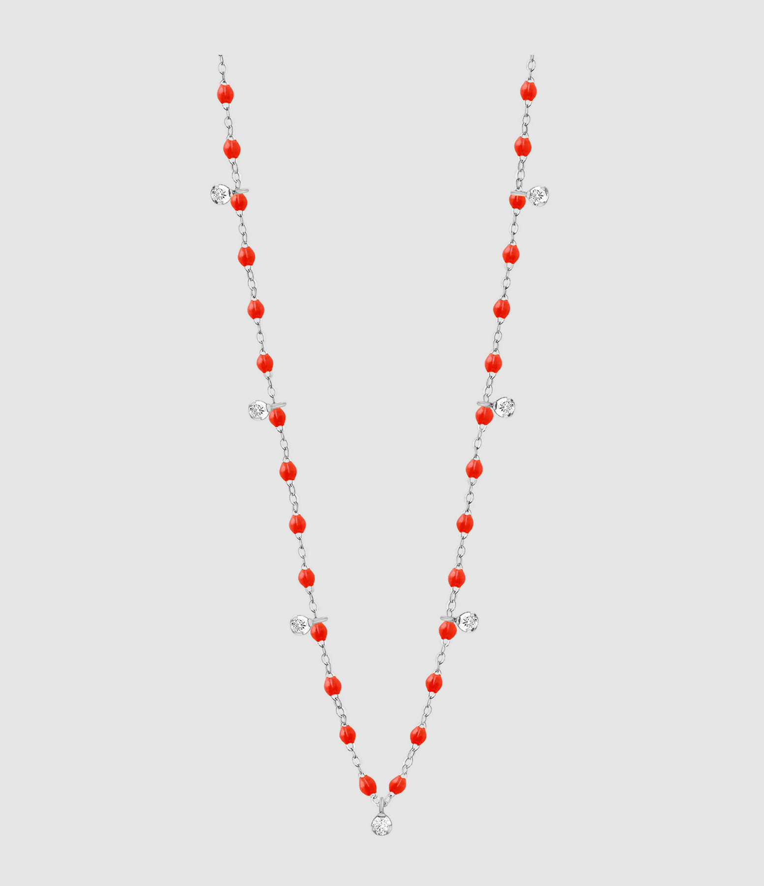 Collier 7 Diamants Résine Or Blanc