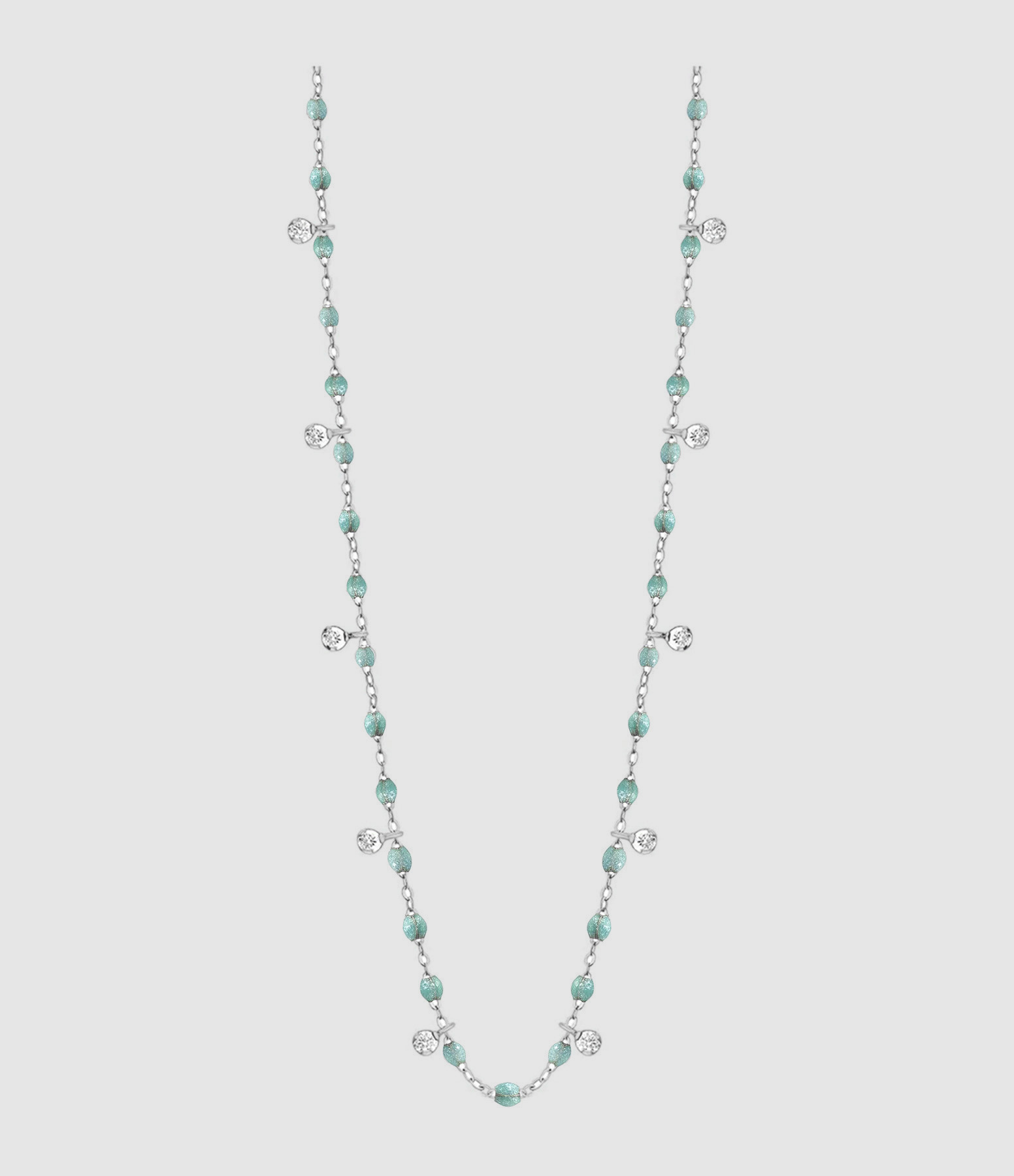Collier 10 Diamants Résine Or Blanc