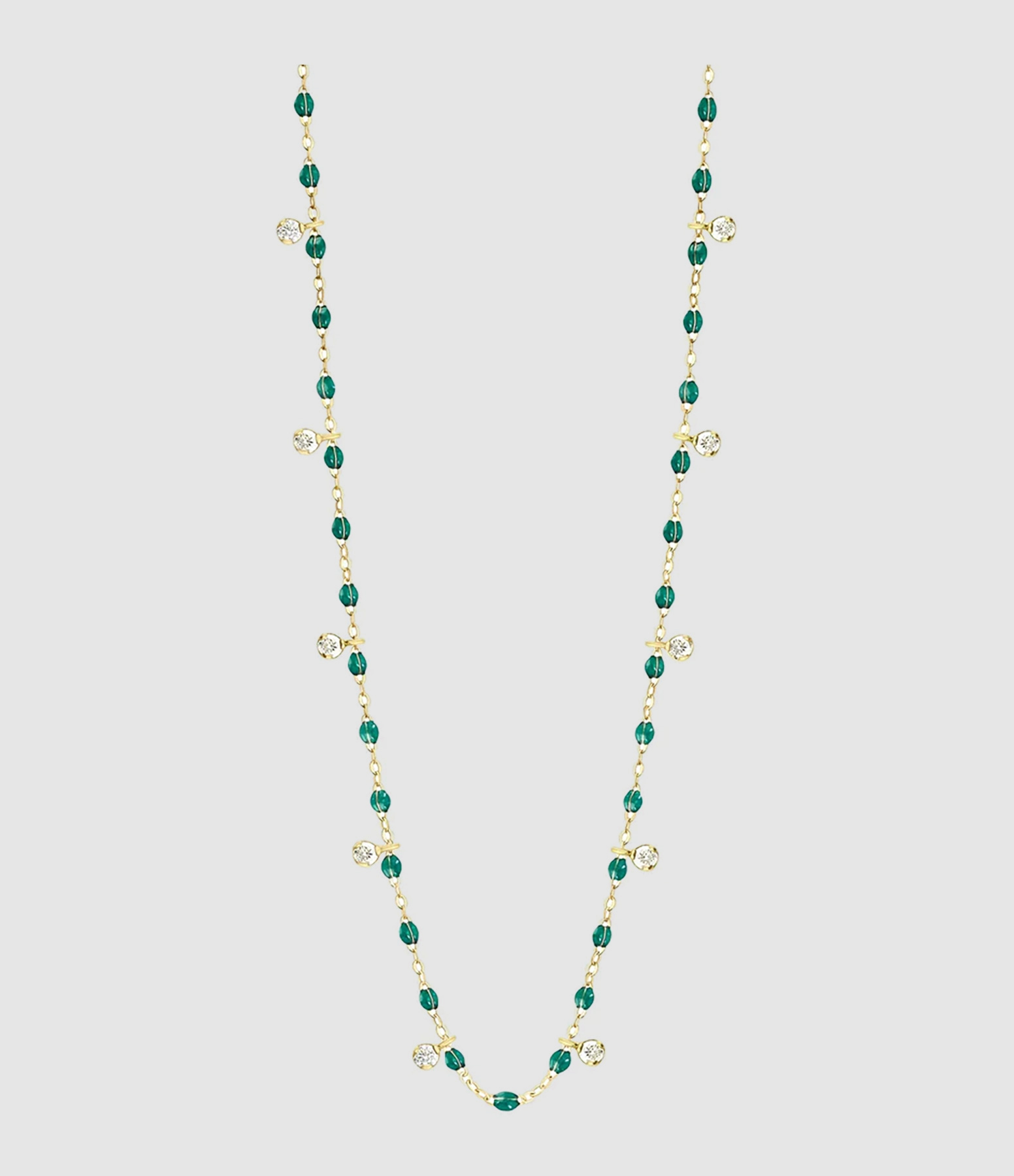 Collier 10 Diamants Résine Or Jaune