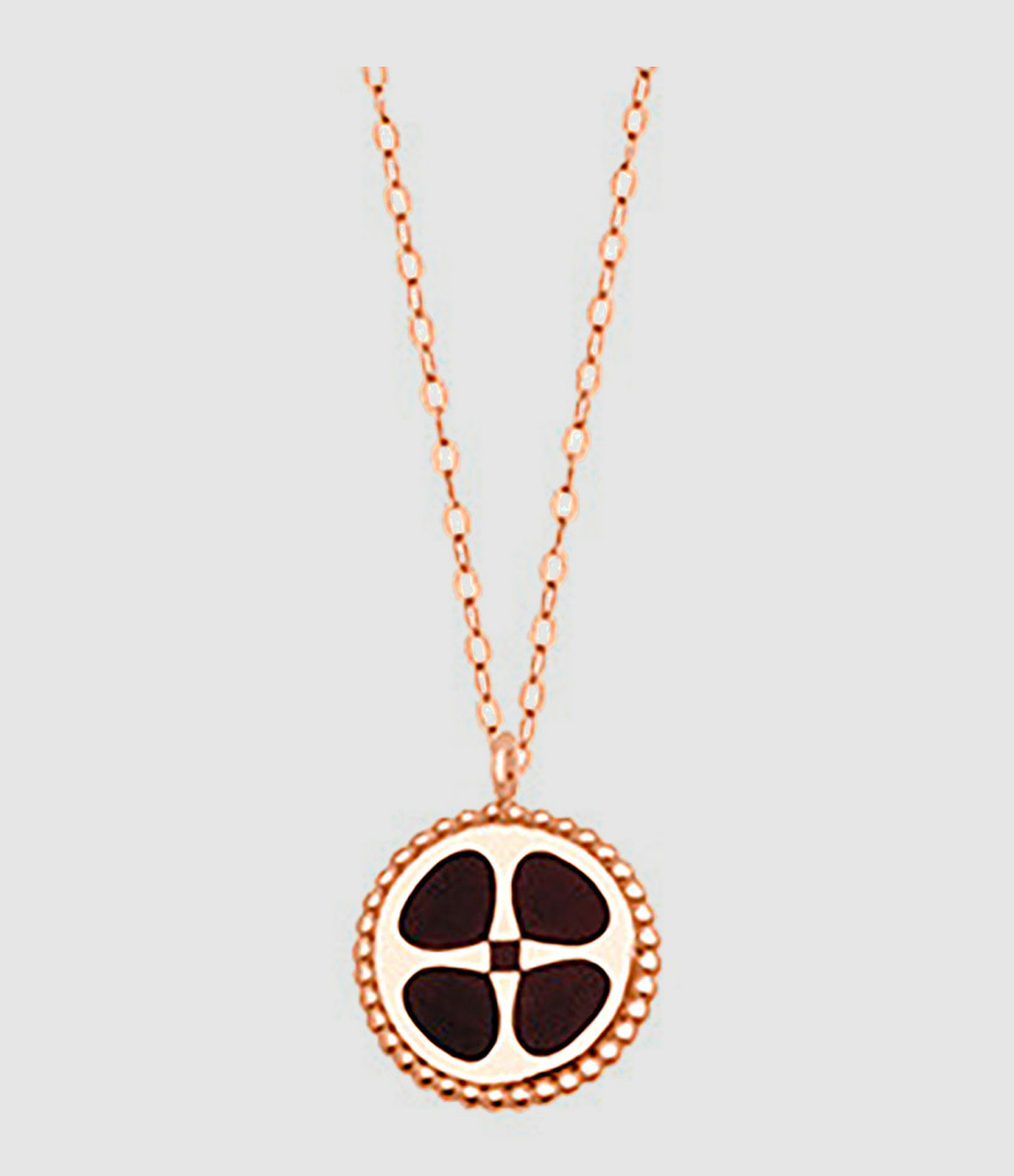 Collier Trèfle Noir Chaîne Or Rose, Exclusivité Lulli