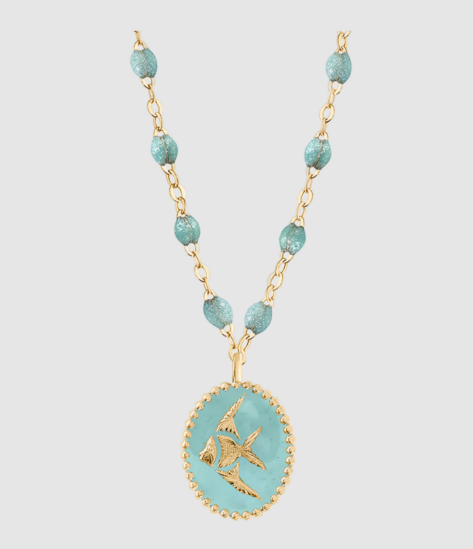 Collier Poisson Ange Résine Or Jaune