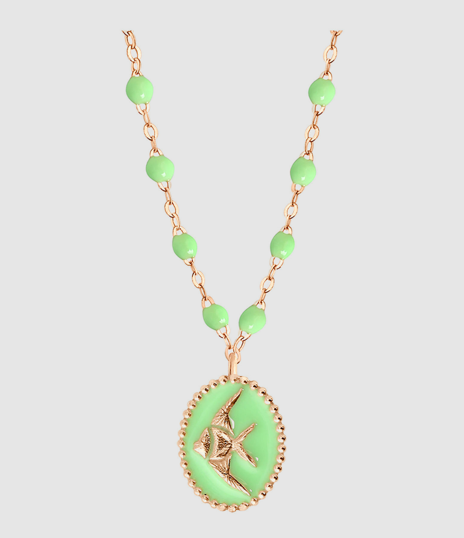 Collier Poisson Ange Résine Or Rose