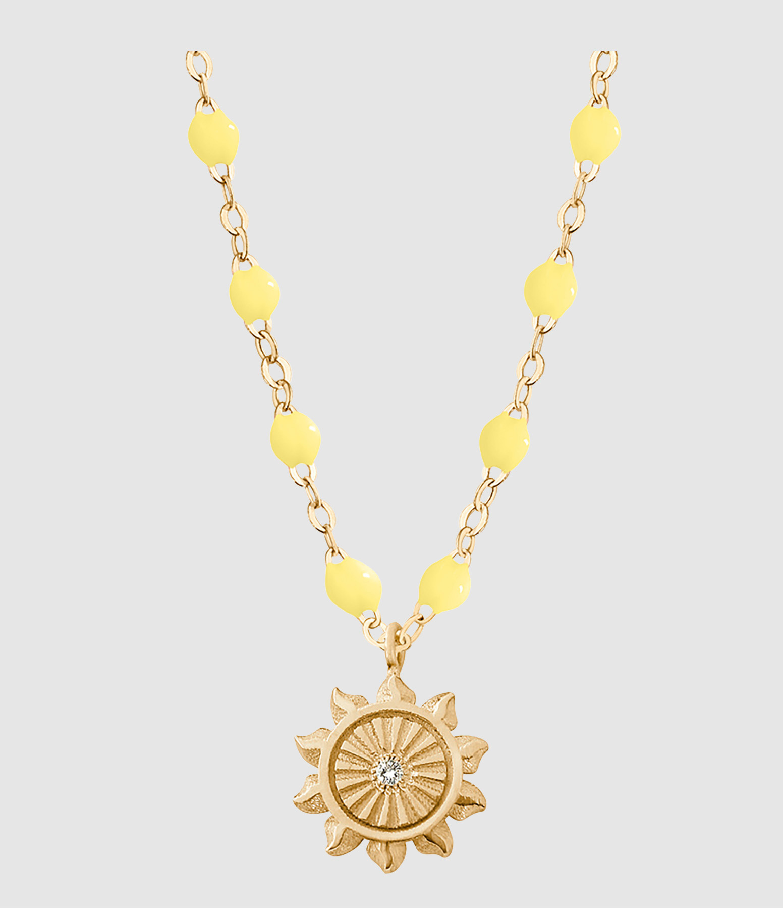 Collier Perles Résine Lucky Sun Diamant Or Jaune