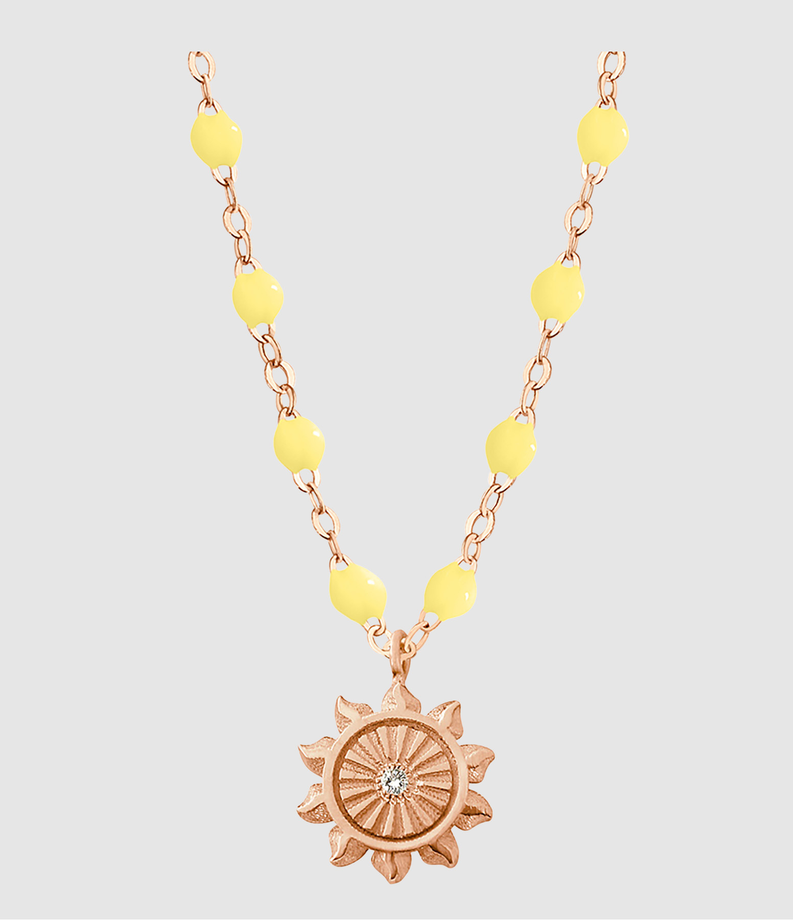 Collier Perles Résine Lucky Sun Diamant Or rose