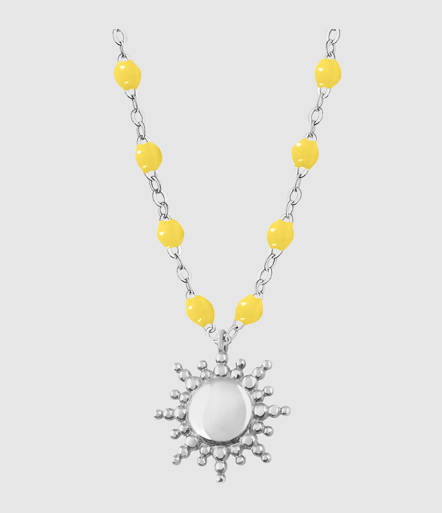 Collier Soleil Résine Or Blanc