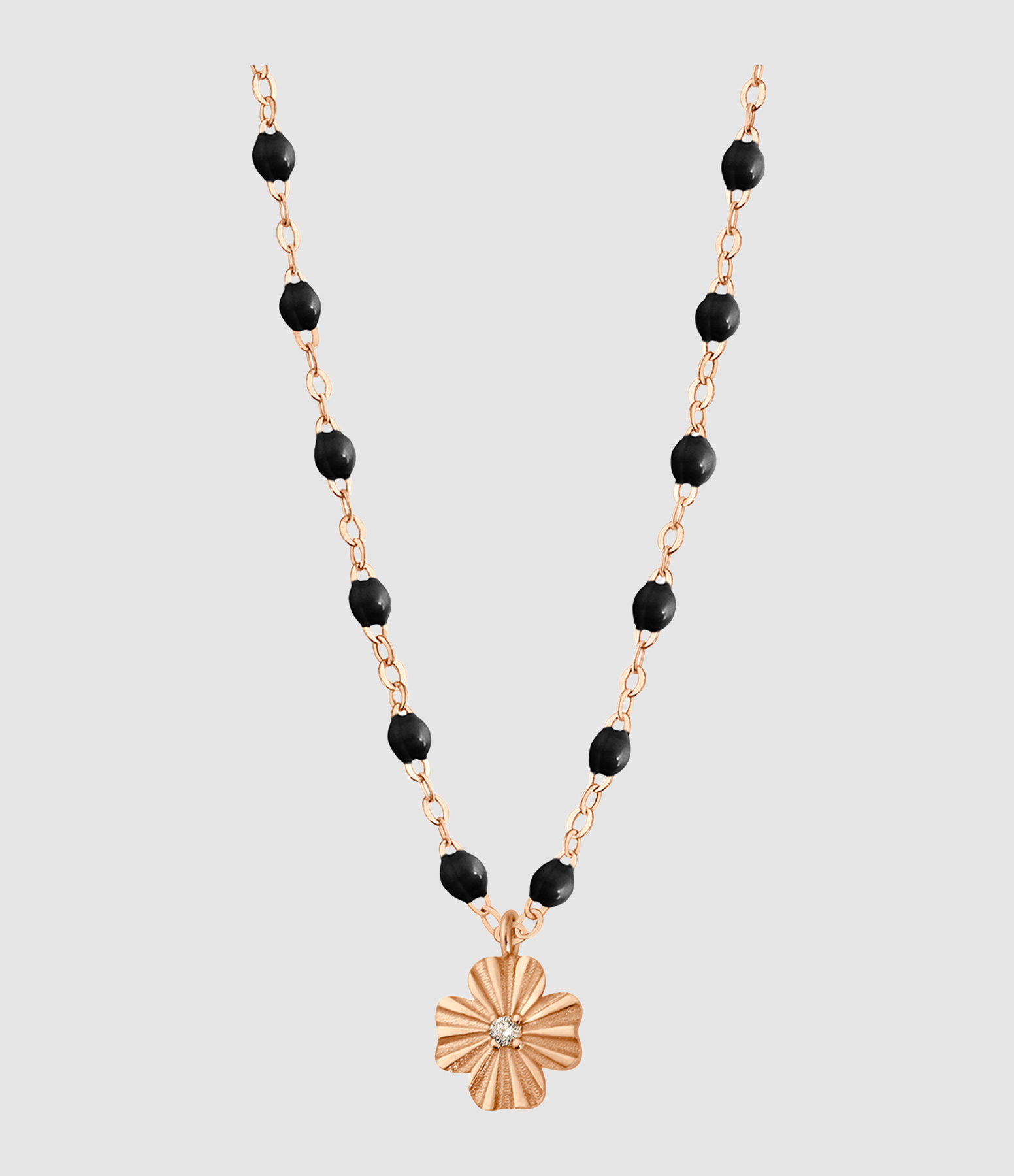 Collier Trèfle Lumière Résine Diamants Or