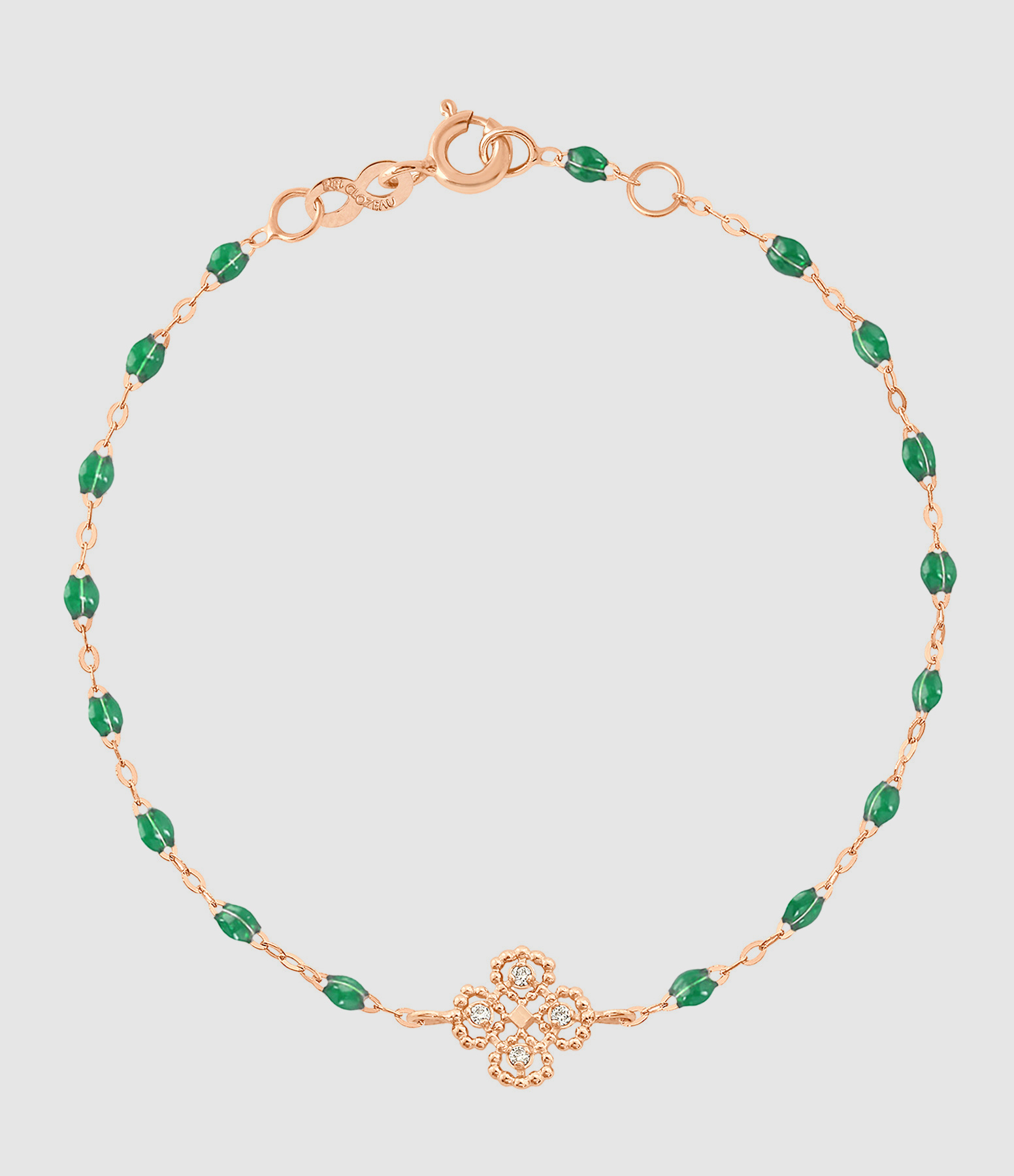 Bracelet Lucky Trèfle Diamants Résine Or Rose