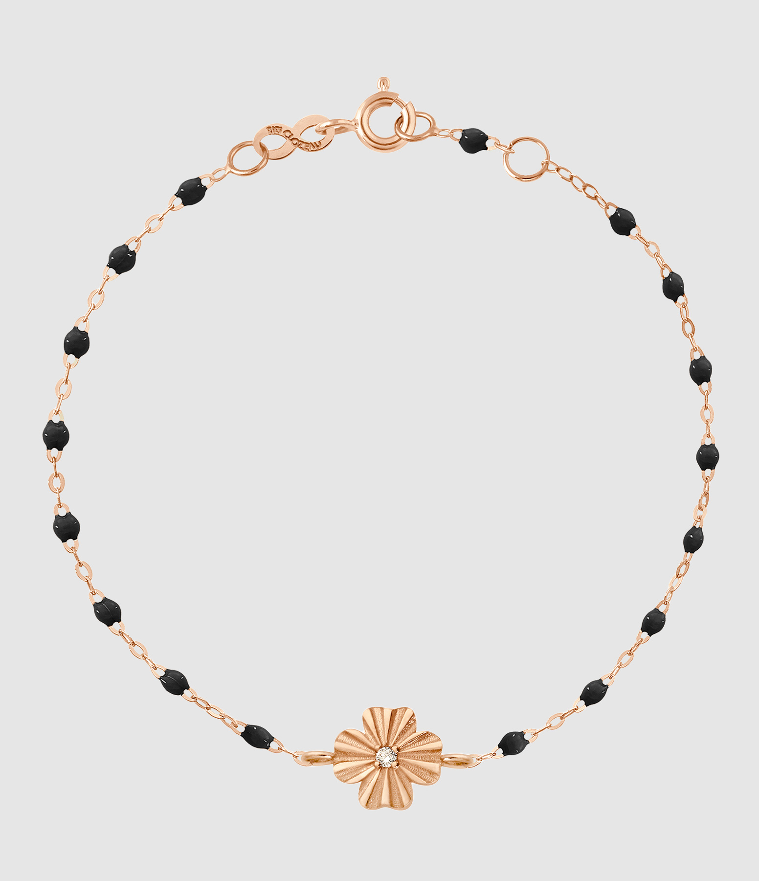 Bracelet Trèfle Lumière Résine Diamants Or Jaune 17cm