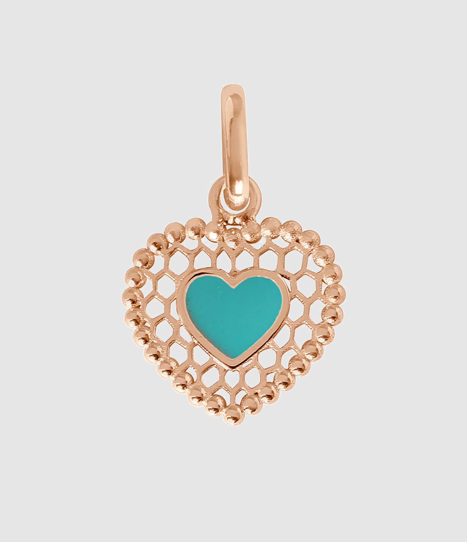Pendentif Cœur Dentelle Résine Or Rose