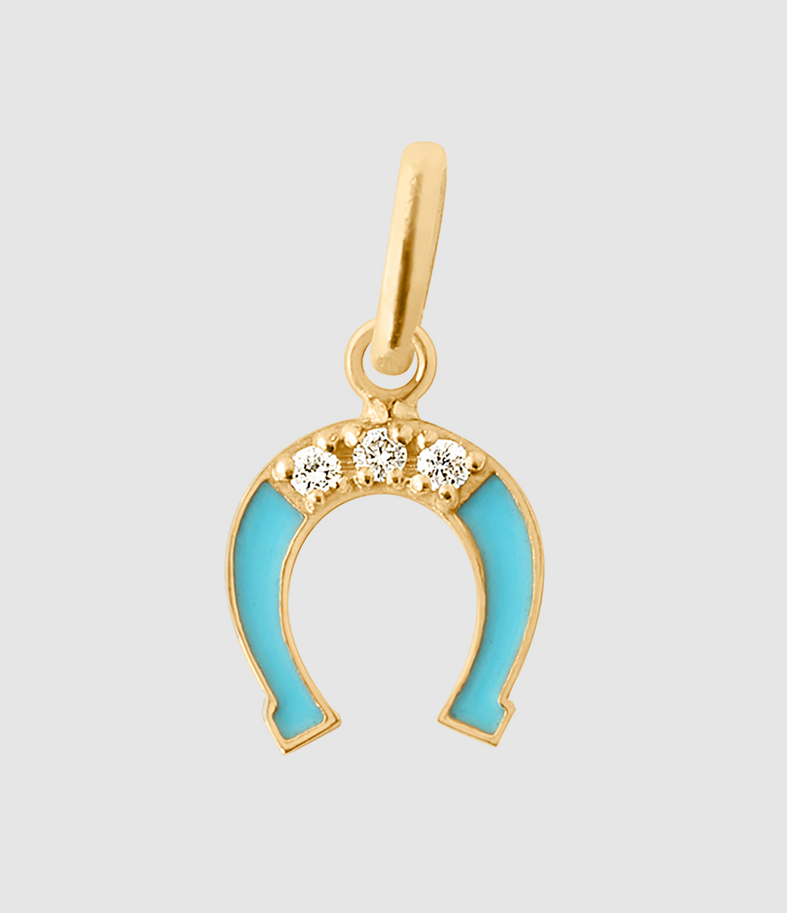 Pendentif Fer à Cheval Diamants Résine Or Jaune