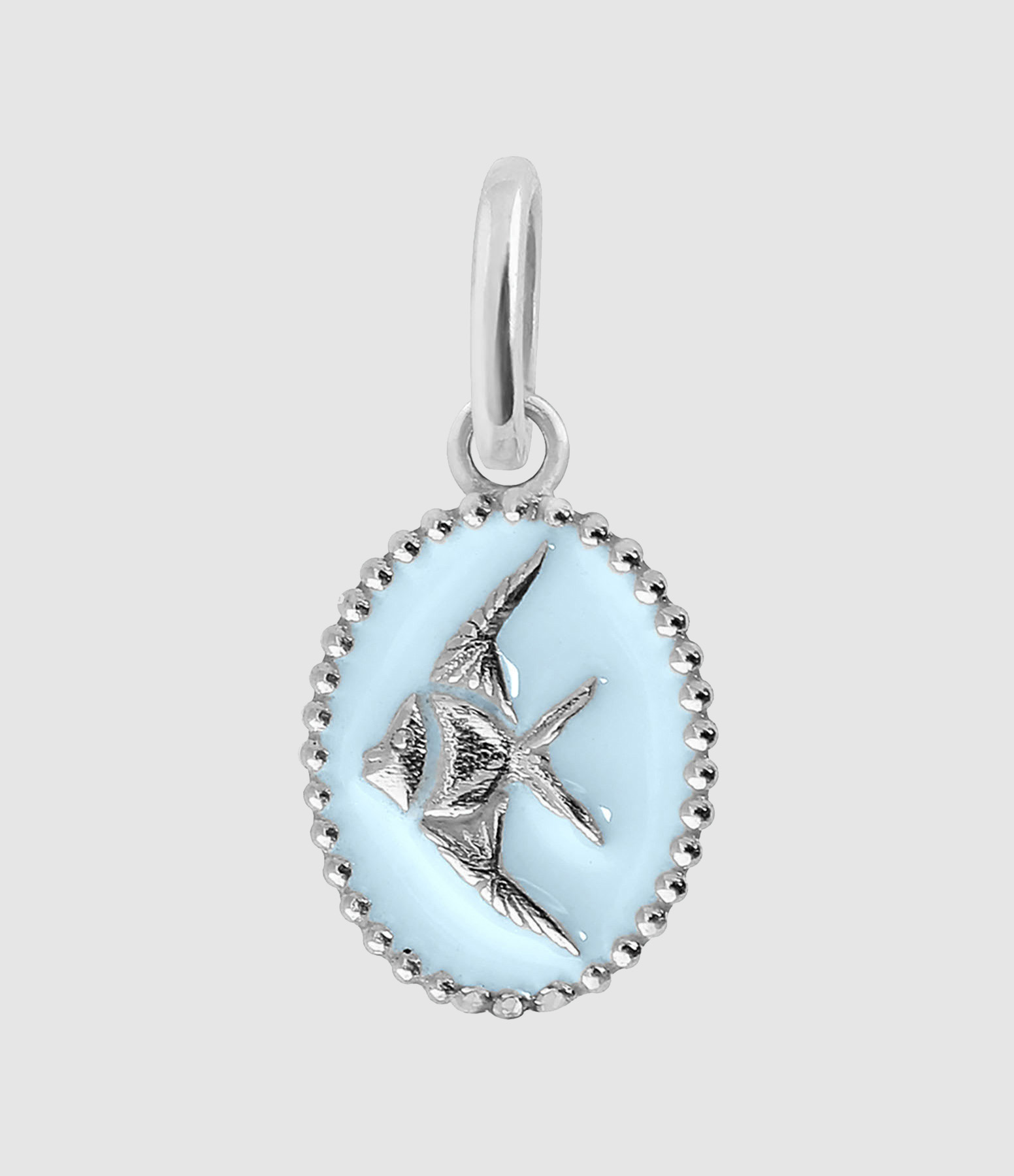 Pendentif Poisson Ange Perles Résine Or Blanc