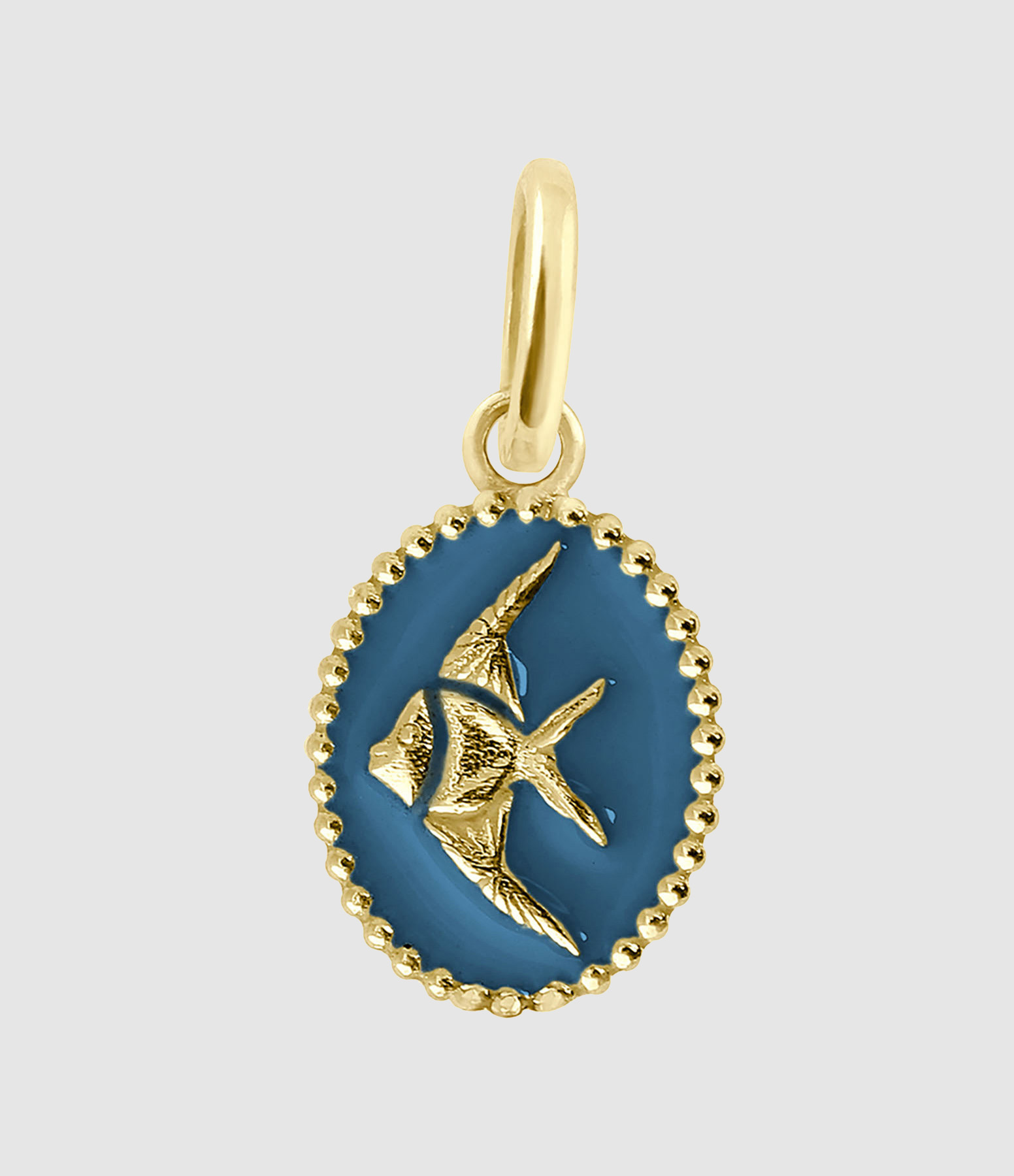 Pendentif Poisson Ange Perles Résine Or Jaune