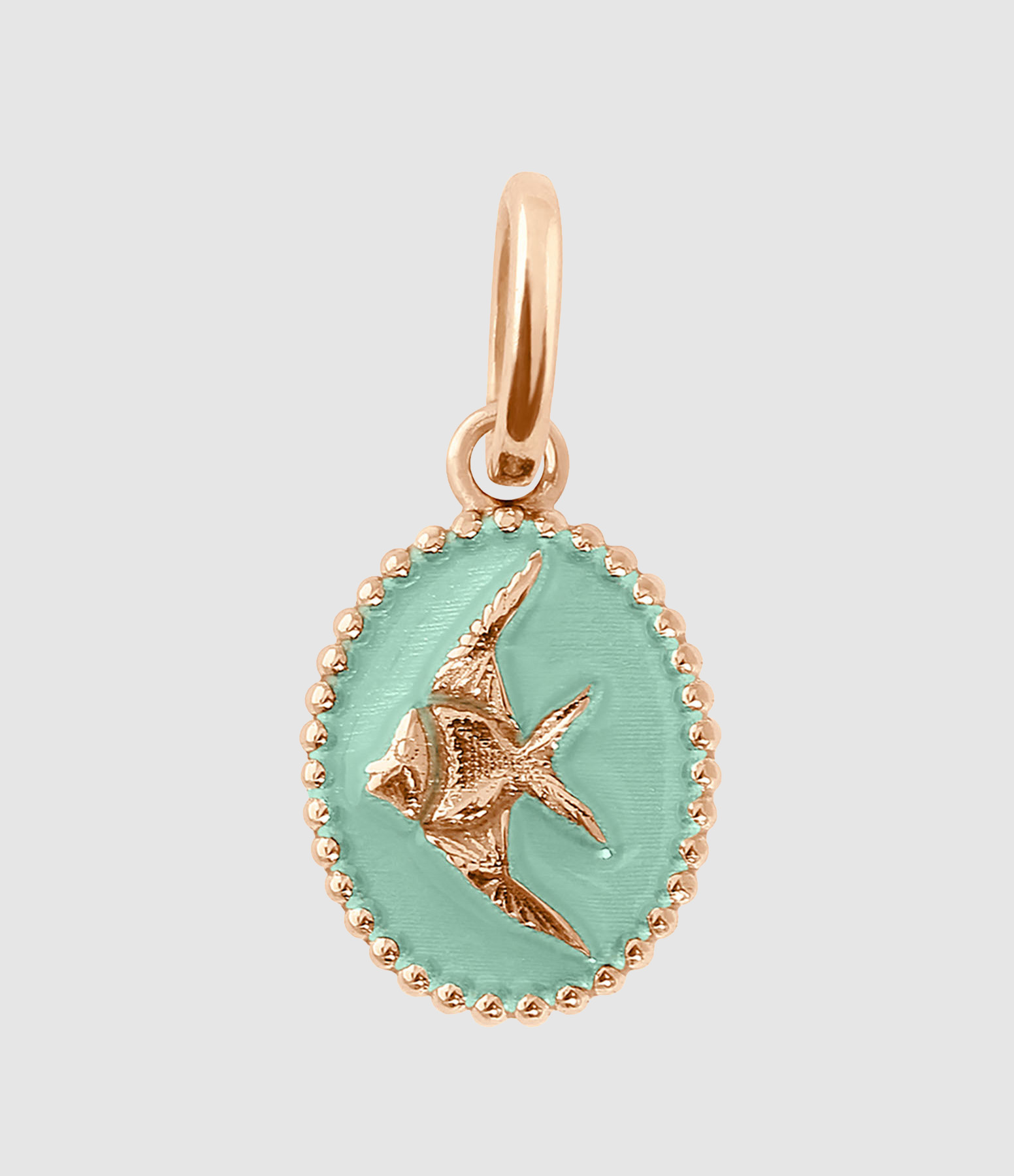 Pendentif Poisson Ange Perles Résine Or Rose