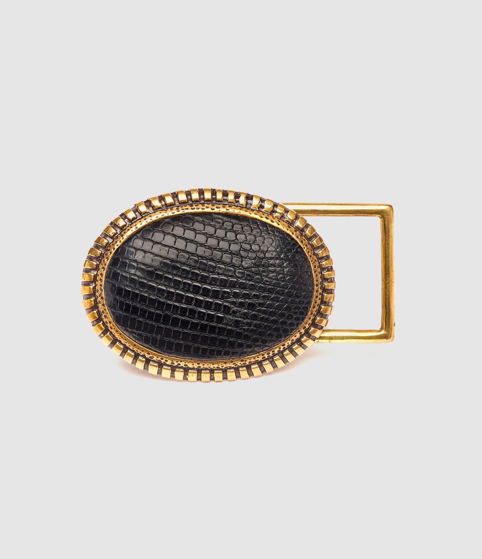 Boucle de Ceinture Baby Dallas Lézard Noir Doré