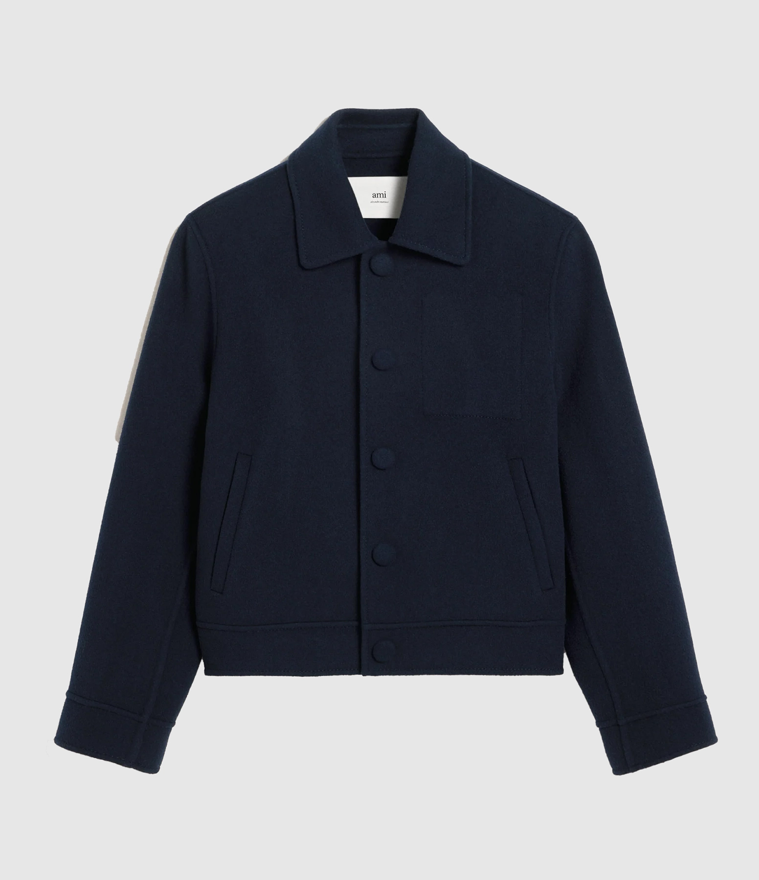 Blouson Boule Boutonne Laine Navy