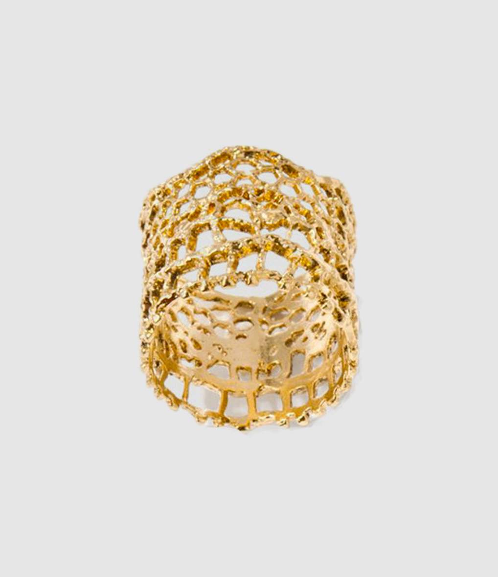 Bague Dentelle Laiton Plaqué Or Jaune