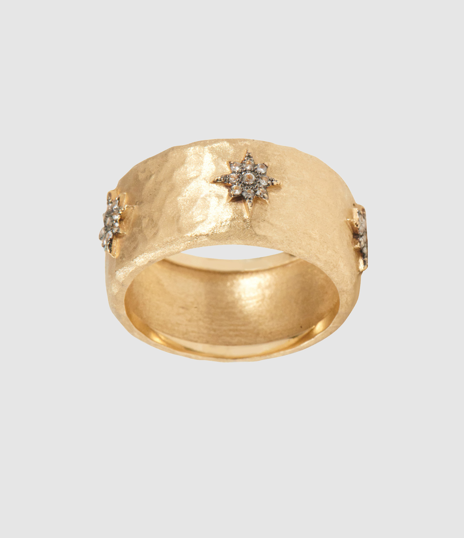 Bague Martellée Multi Constellation Or Jaune